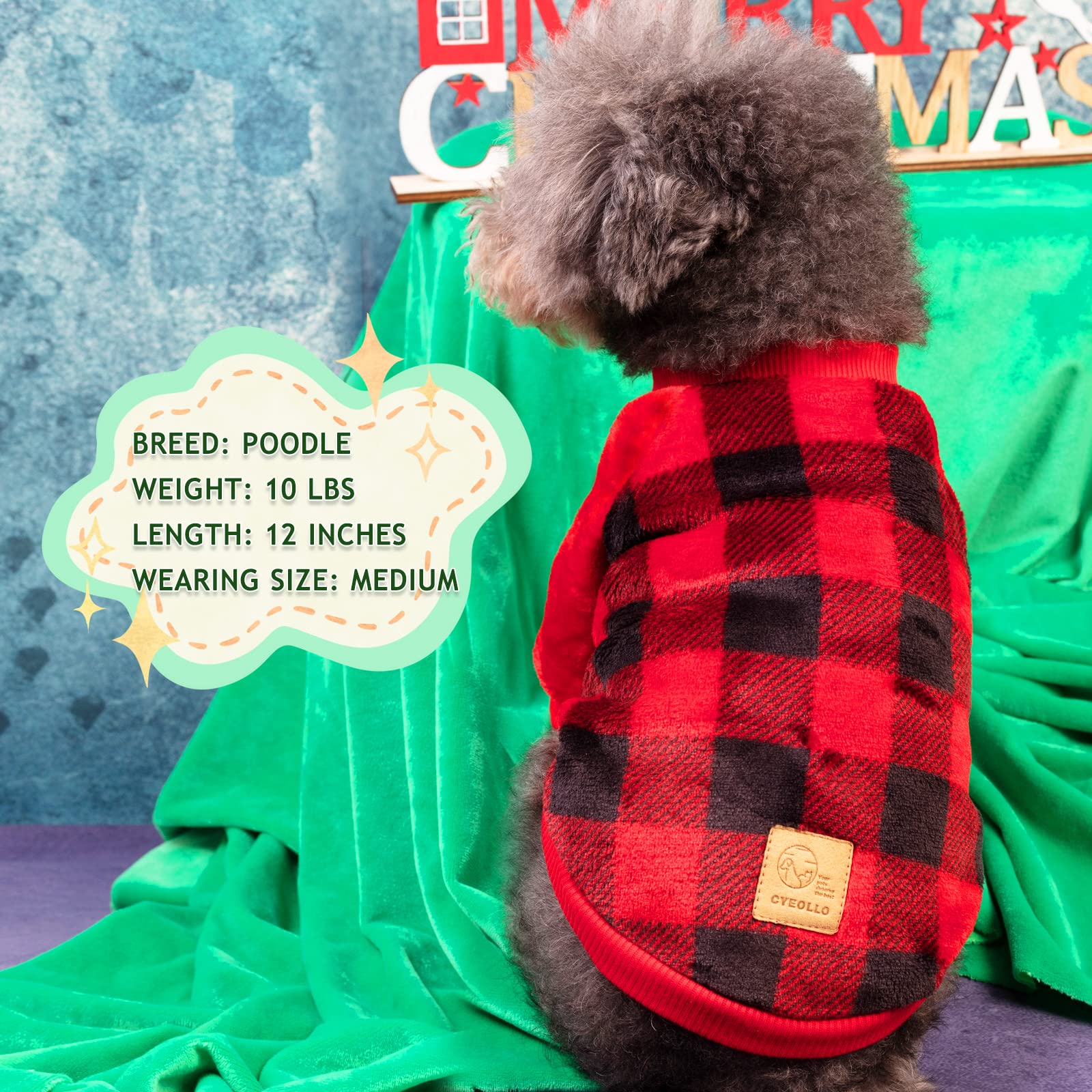 CYEOLLO Buffalo Plaid Dog Sweater - Warm Flannel Winter Coat for Small Dogs, Cold Weather Pet Apparel - Perfect for Outdoor Walks, Holiday Photos & Cozy Indoor Wear