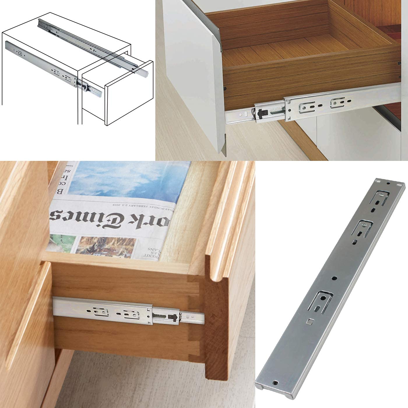 Gobrico 20 Inch Heavy Duty Drawer Slides 100 LB Capacity Full Extension Soft Close Ball Bearing Side Mount - 10 Pair Pack for Kitchen Cabinets, Office Furniture, and DIY Storage Solutions