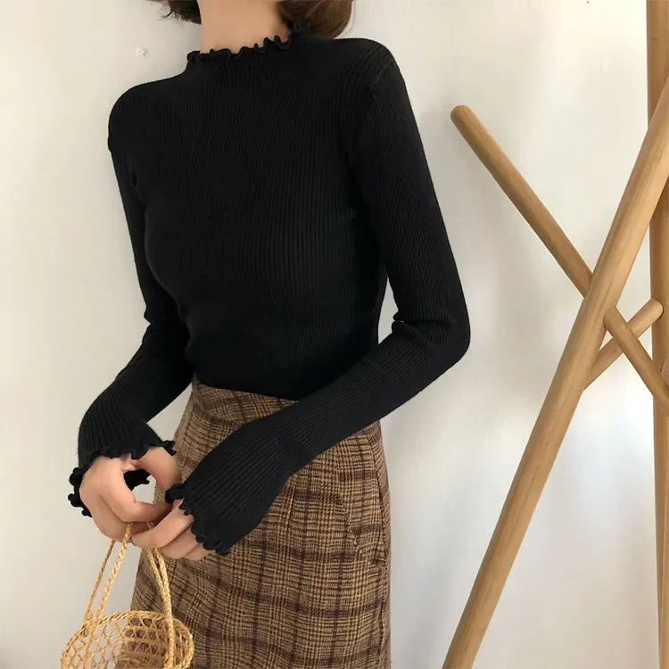 Women's Stretchable Turtleneck Sweater - Soft & Comfortable Winter Pullover for Casual Wear, Office & Date Night