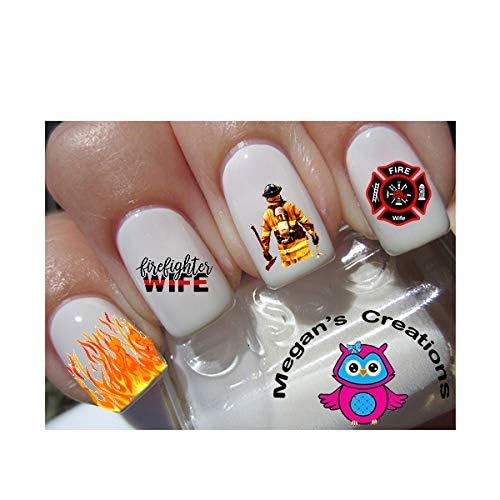 Firefighter Wife Nail Decals - Premium Nail Art Stickers for Women - Perfect for Special Occasions, Date Nights & Supporting First Responders