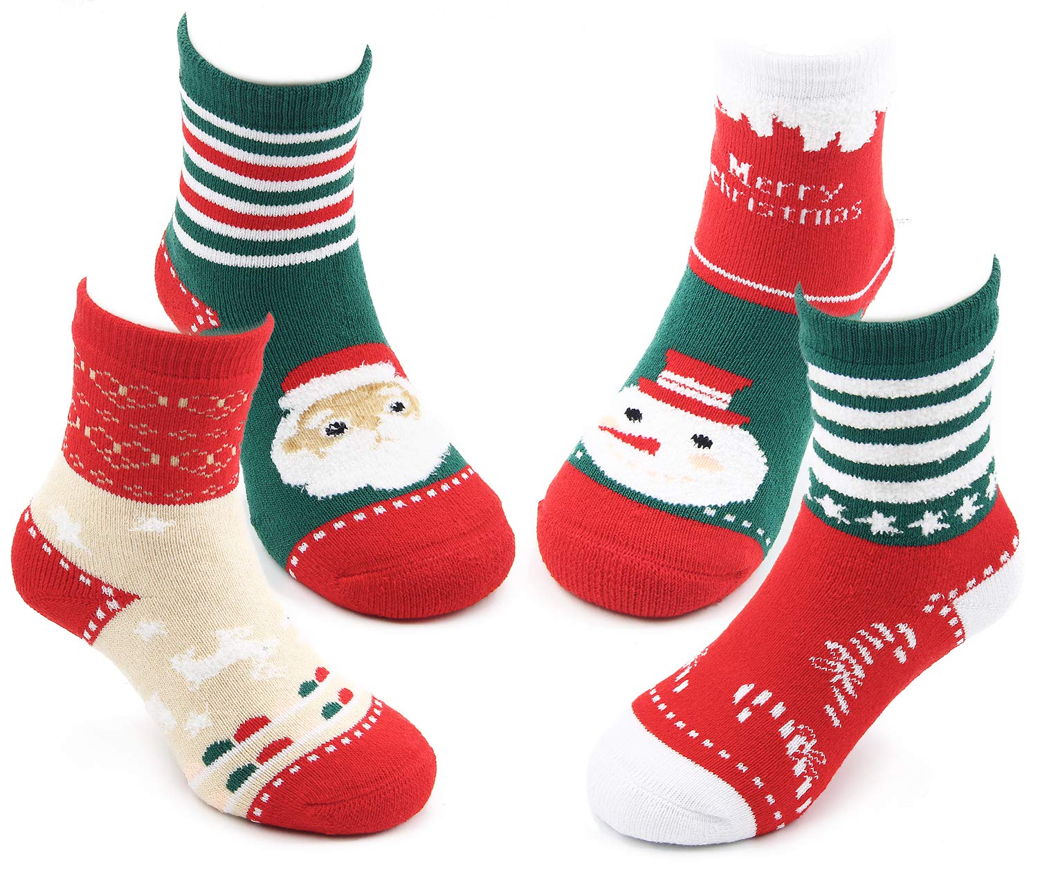 HowJoJo Boys & Girls Christmas Socks - Kids Warm Winter Thermal Cotton Crew Socks for Holiday Gifts, School & Family Gatherings