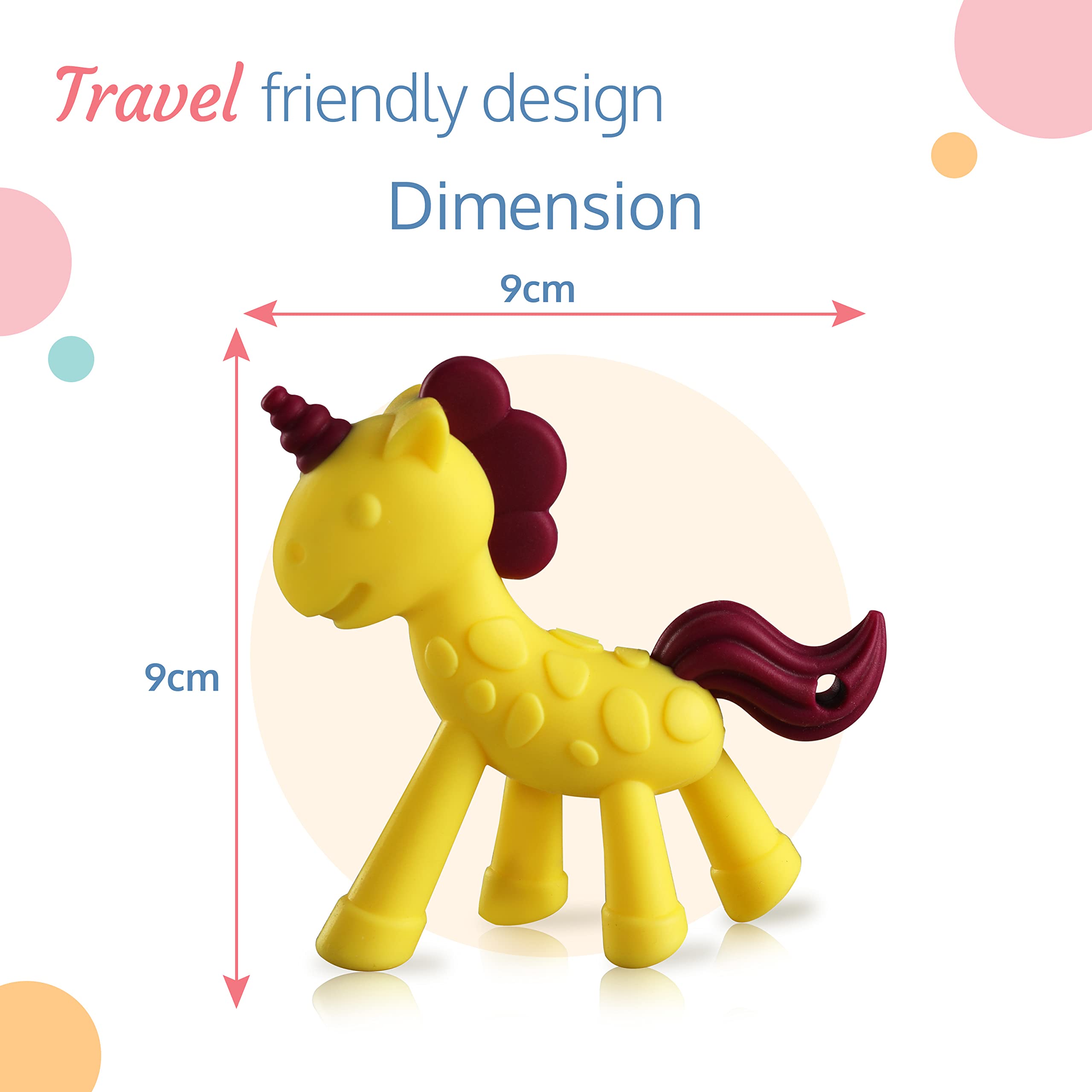 LuvLap Silicone Teether for Babies 6-12 Months | Safe Teething Toy for Infants | 100% Food Grade BPA-Free Unicorn Design with Textured Surface (Yellow & Red) | Perfect for Soothing Sore Gums & Encouraging Oral Development