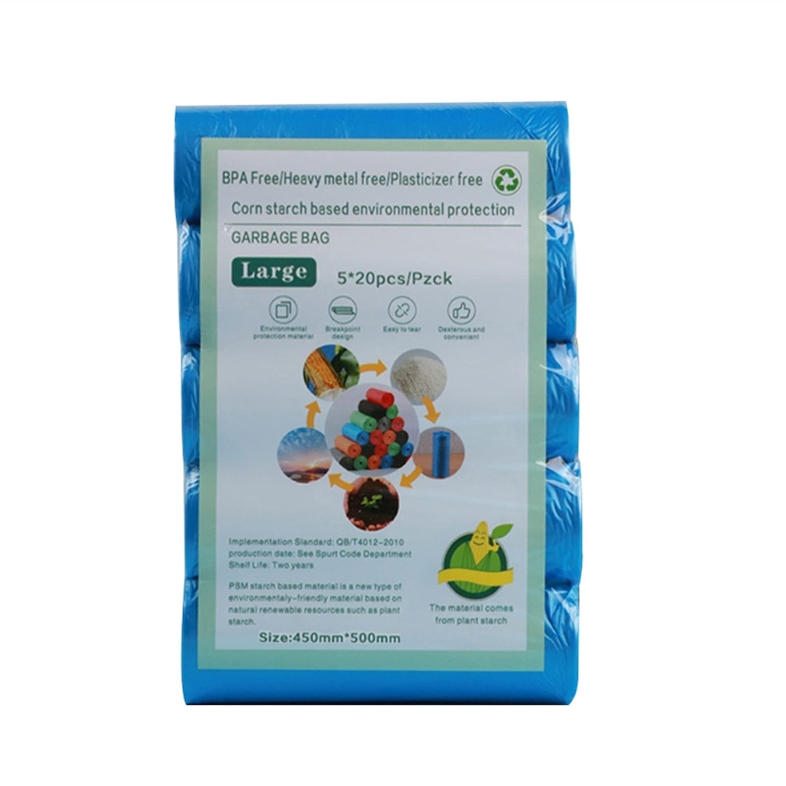 Premium Heavy-Duty Continuous Roll Trash Bags - 50x60cm Thickened Point-Break Flat Mouth Garbage Bags for Kitchen, Bathroom & Office Waste Disposal (Blue, 20-Count Pack) - Leakproof & Odor Control for Daily Household Use