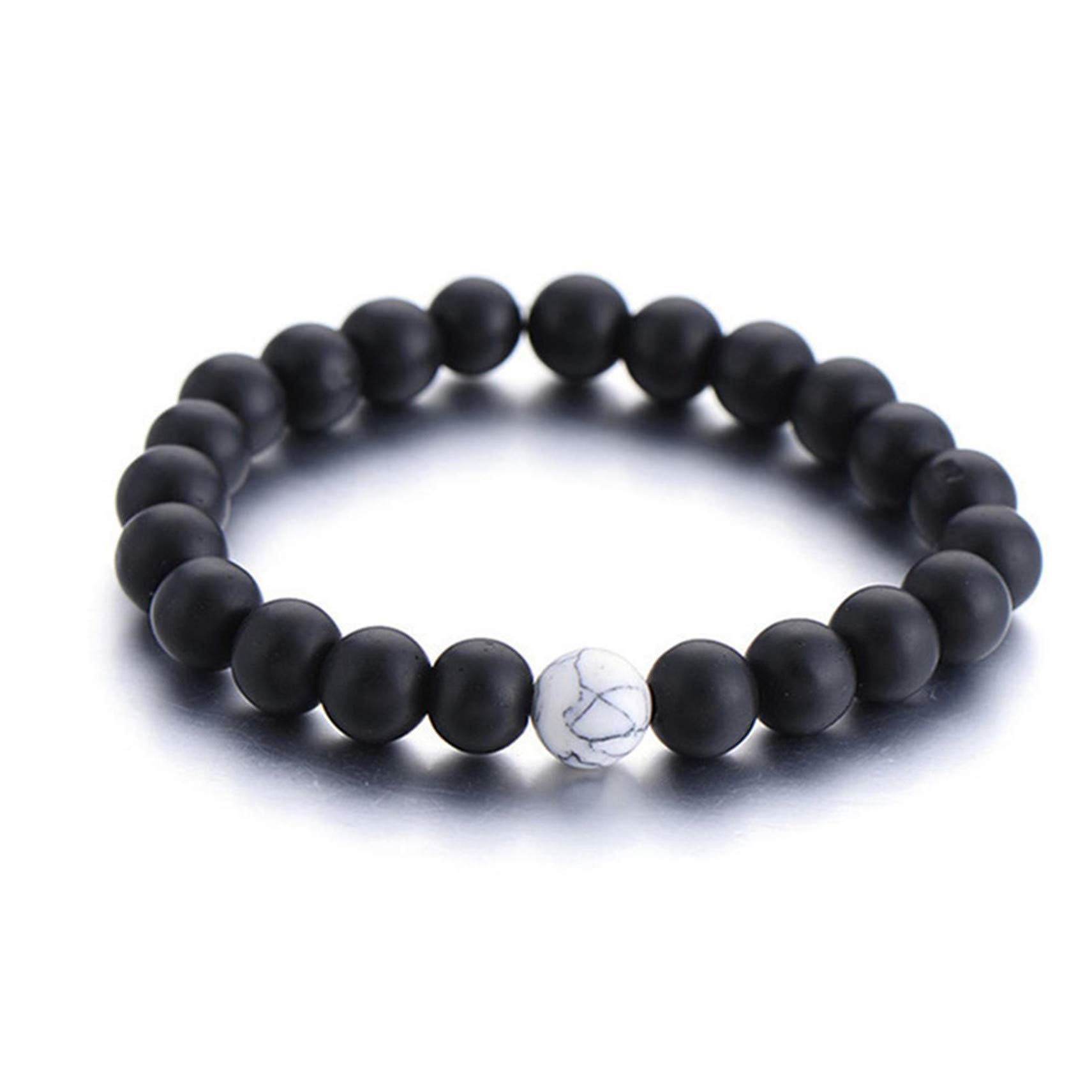 Lava Couples Bracelet for Women & Men - 8mm Natural Bead His & Hers Bracelet, Elastic Lava Rock Yoga Bracelet for Long Distance Relationships - Perfect for Anniversary Gifts, Couple Matching Jewelry & Meditation Accessories