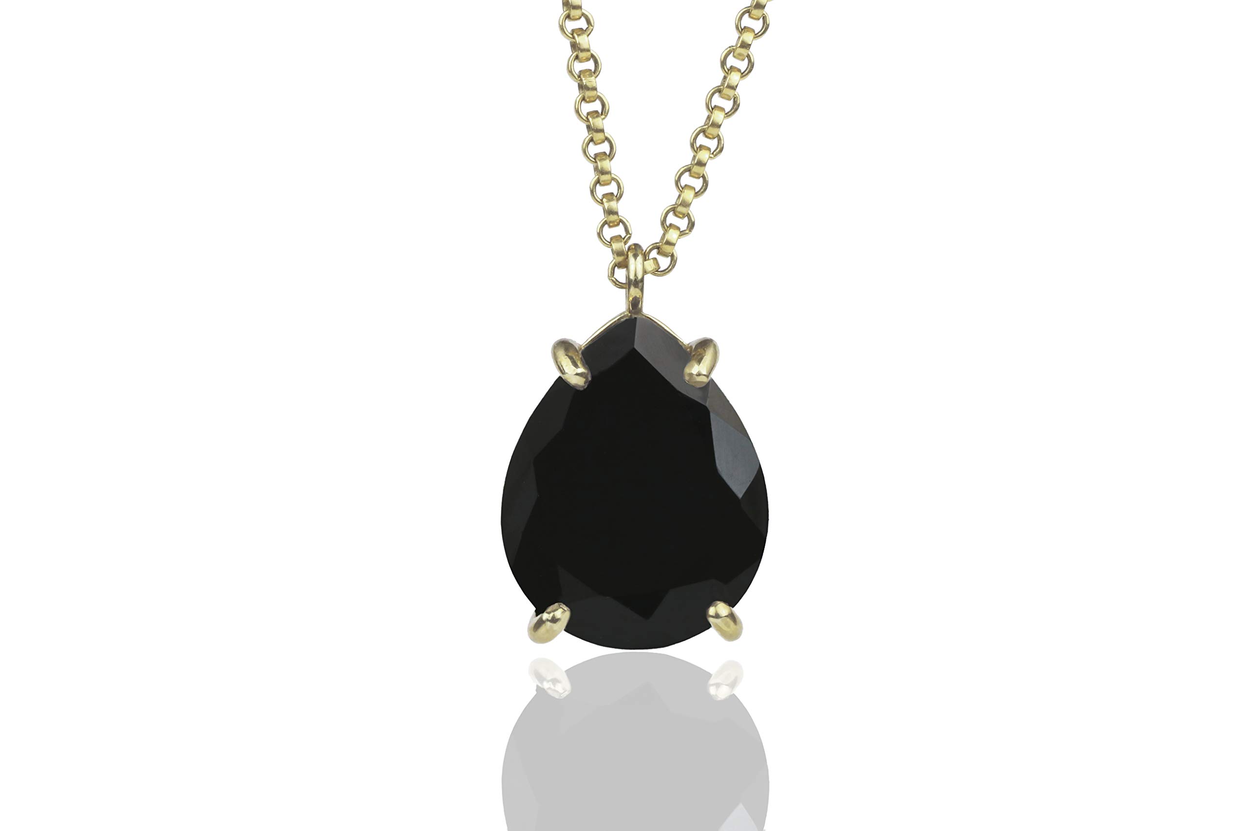 14k Gold Black Onyx Pendant Necklace for Women - Handcrafted Long Statement Necklace with Natural Gemstone - Elegant Bohemian Jewelry for Fashion, Gifts, Bridal & Everyday Wear