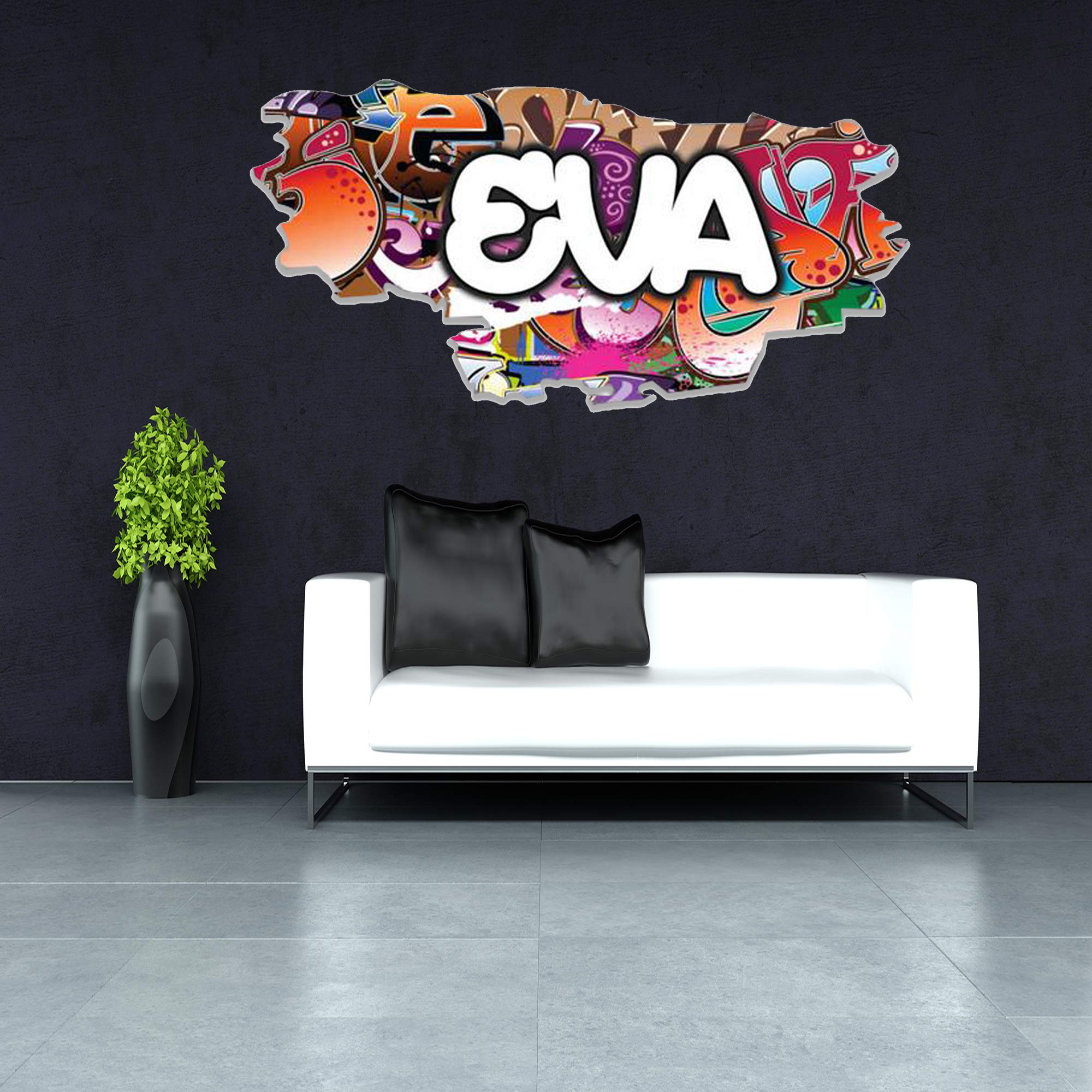 Custom 3D Graffiti Name Wall Decal - Personalized Vinyl Art Sticker | Removable Peel & Stick | Borderless Room Decor | Perfect for Kids Bedroom, Nursery & Dorm Wall Art (MYS117-XLarge)