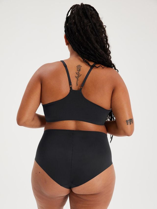 Girlfriend Collective High Rise Brief Underwear - Soft & Breathable Raven Black for Yoga, Workout & Everyday Comfort