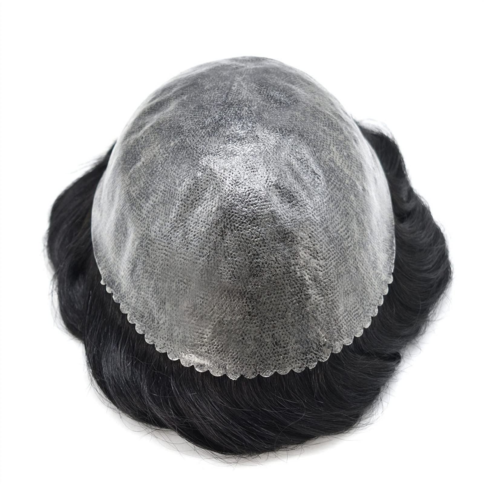 Premium Men's Toupee Human Hair Replacement System - 0.1-0.12mm Thin Transparent Injected PU Skin - Jet Black 6 Inches - Natural Looking Hairpiece for Thinning Hair & Baldness - Perfect for Daily Wear, Special Occasions & Confidence Boost