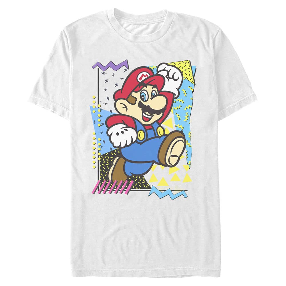 Vintage 90s Nintendo Graphic Men's Tall Short Sleeve T-Shirt - White | Retro Gaming Tee for Casual Wear & Gift for Gamers
