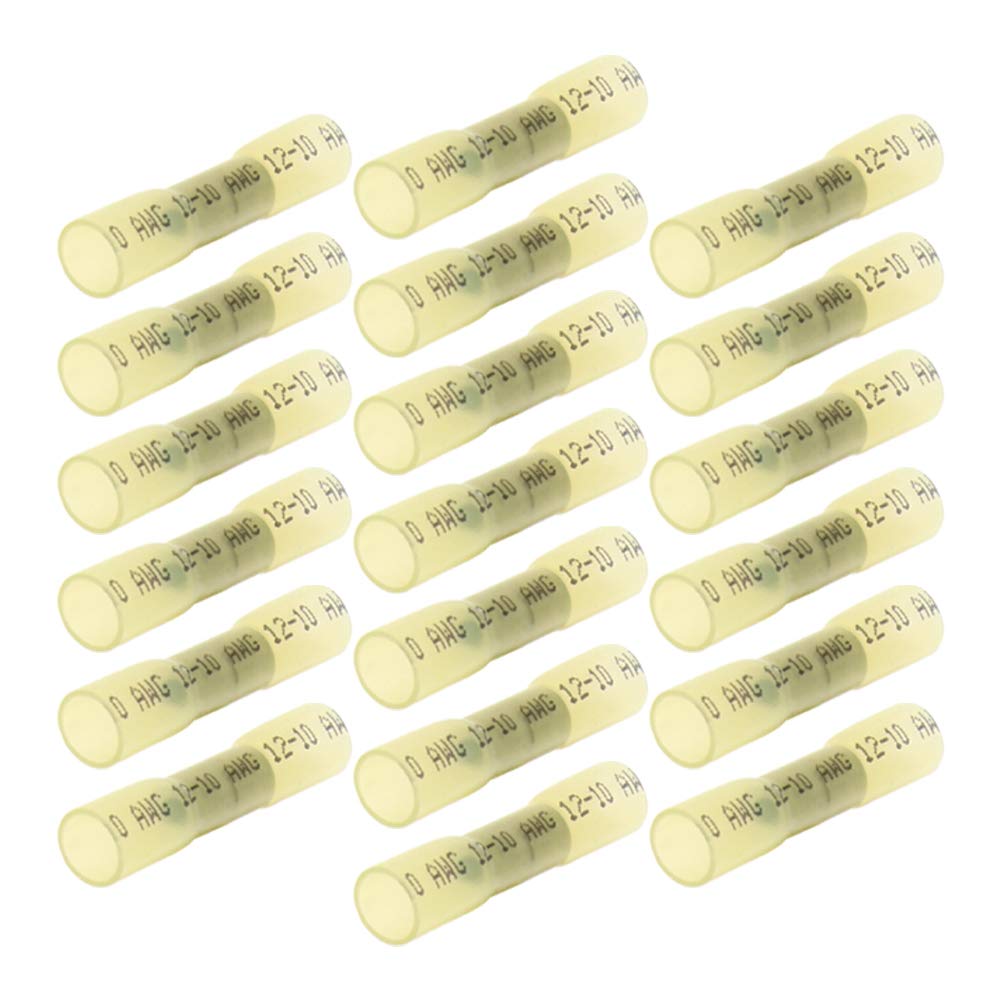 Fielect 100Pcs 48A Heat Shrink Wire Connectors - 42mm Length Waterproof Electrical Connectors (Yellow) for Marine, Automotive & Outdoor Wiring Applications