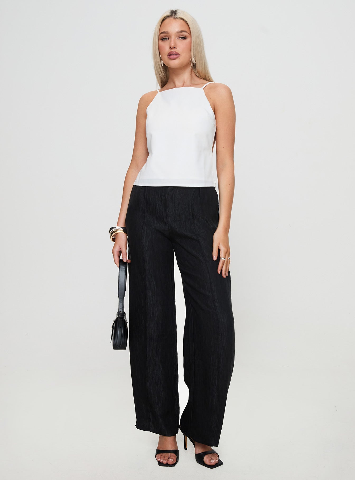 Women's Wide Leg Palazzo Pants - Soft Stretchy High Waist Black Lounge Pants for Yoga, Travel & Casual Wear