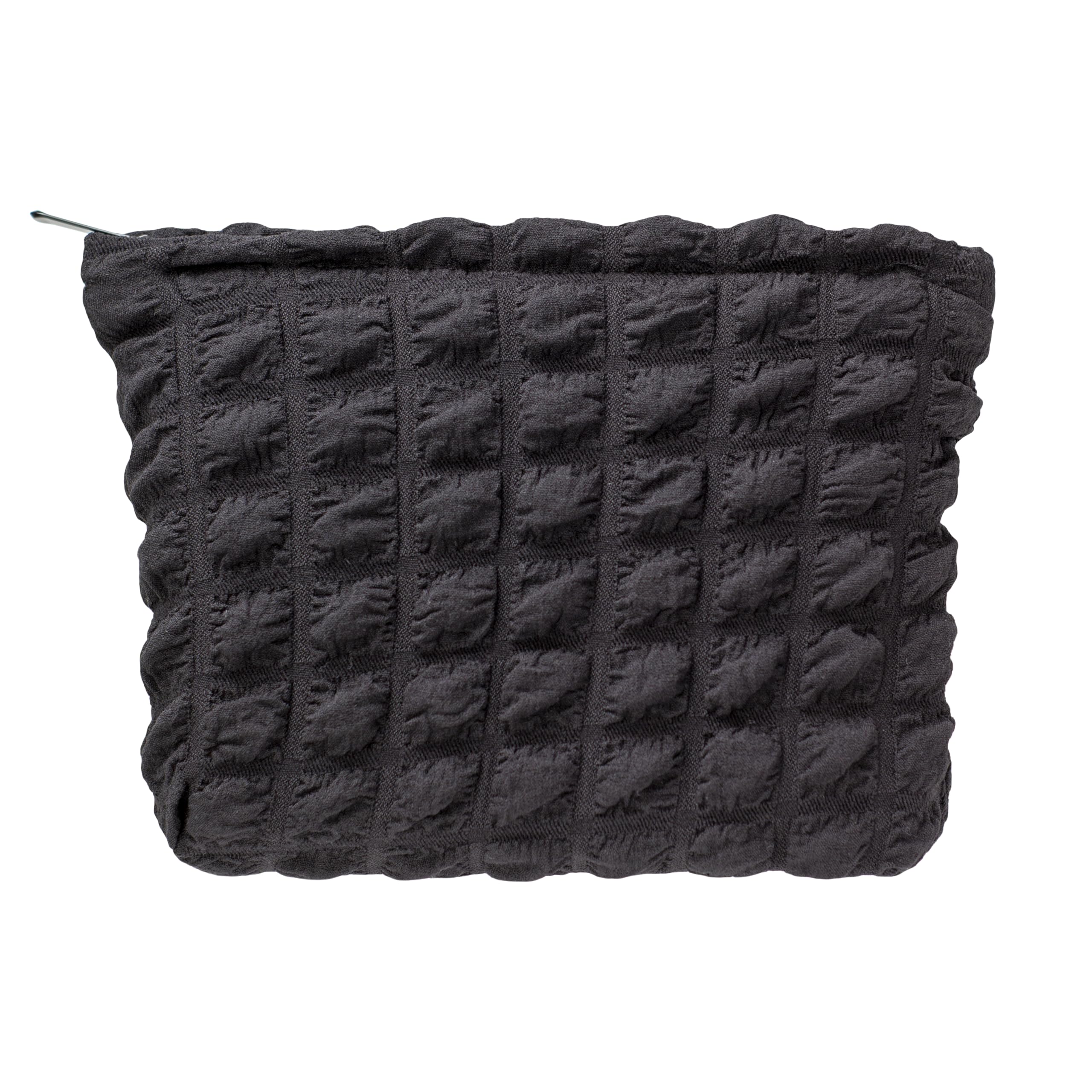 PAZIMIIK Large Floral Makeup Bag for Women - Cotton Canvas Cosmetic Organizer with Zipper Pouch - Perfect for Travel, Purse & Daily Use - Bubble Black Design