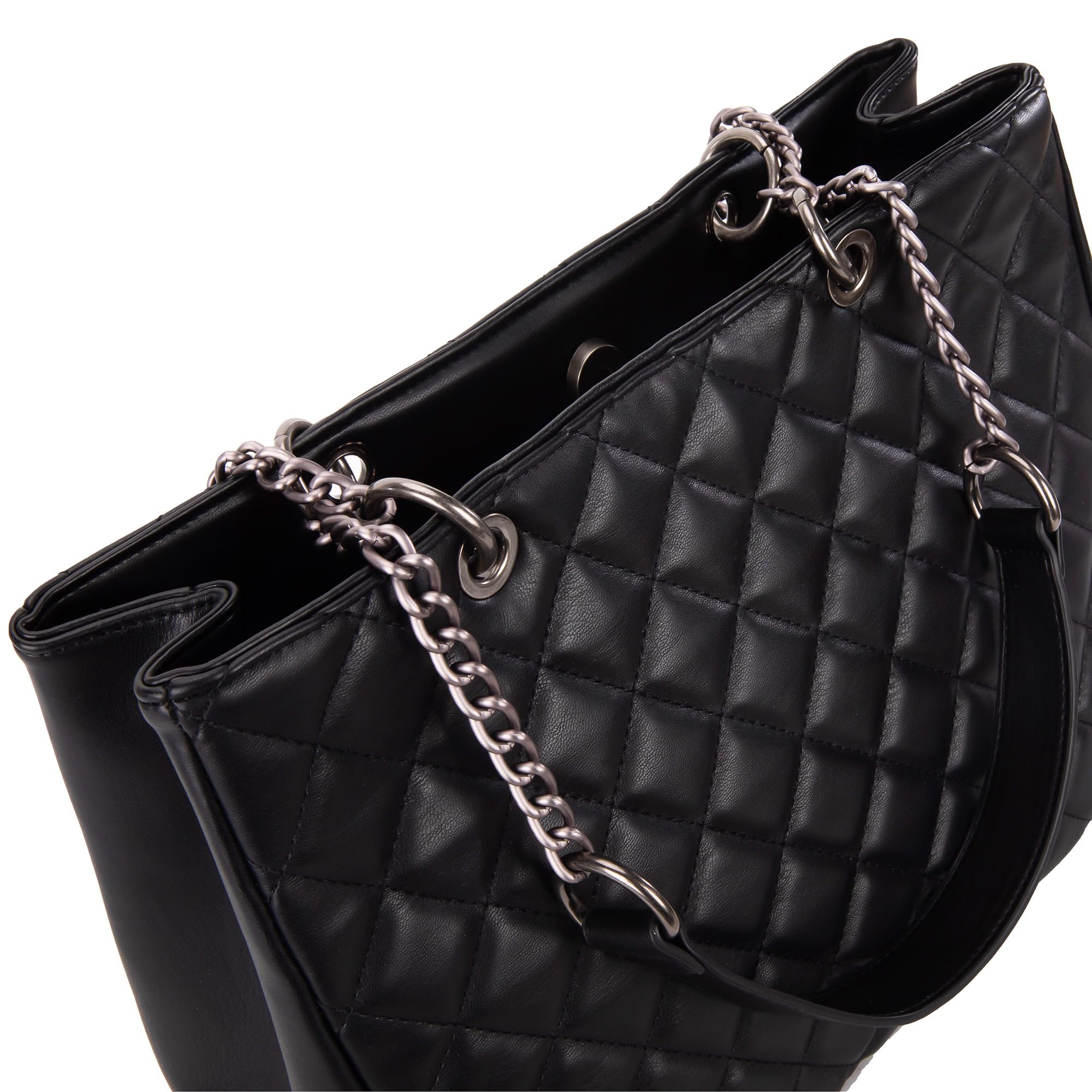 Montana West Quilted Handbag for Women - Stylish Shoulder Bag with Chain Strap & 2-Piece Purse Set | Perfect for Work, Travel & Everyday Use