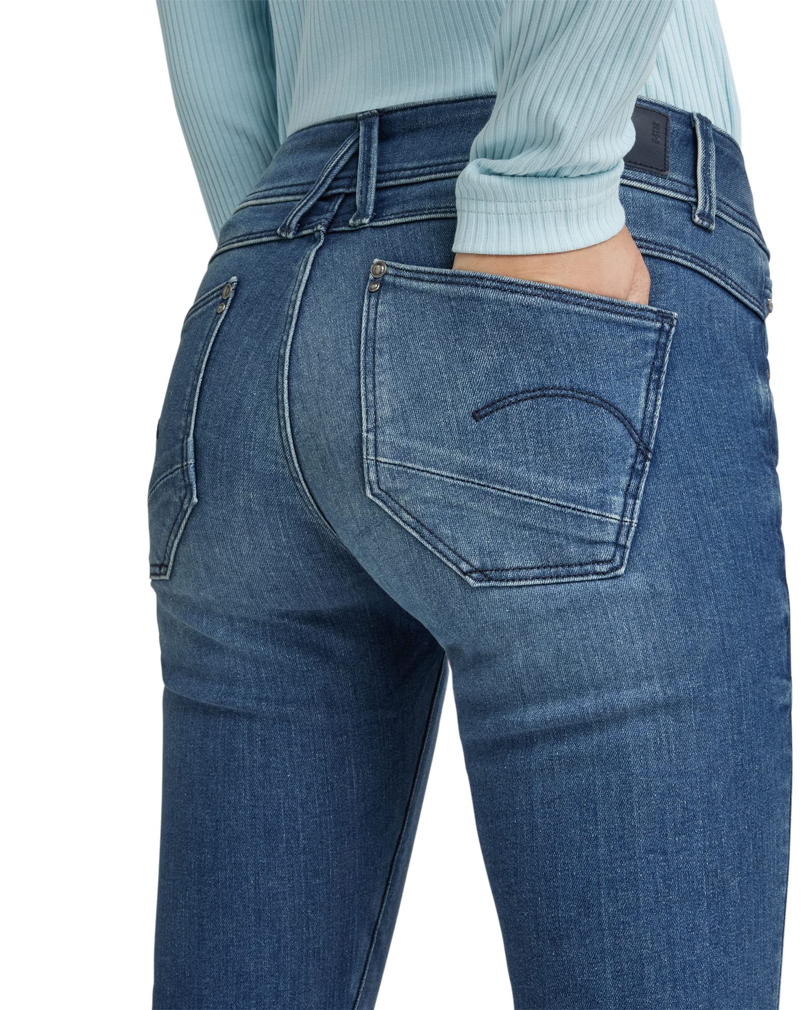 G-STAR RAW Women's Core Lynn Mid Rise Skinny Fit Jeans - Stretch Denim Pants for Everyday Wear & Night Out | Slim Fit, Comfortable & Stylish