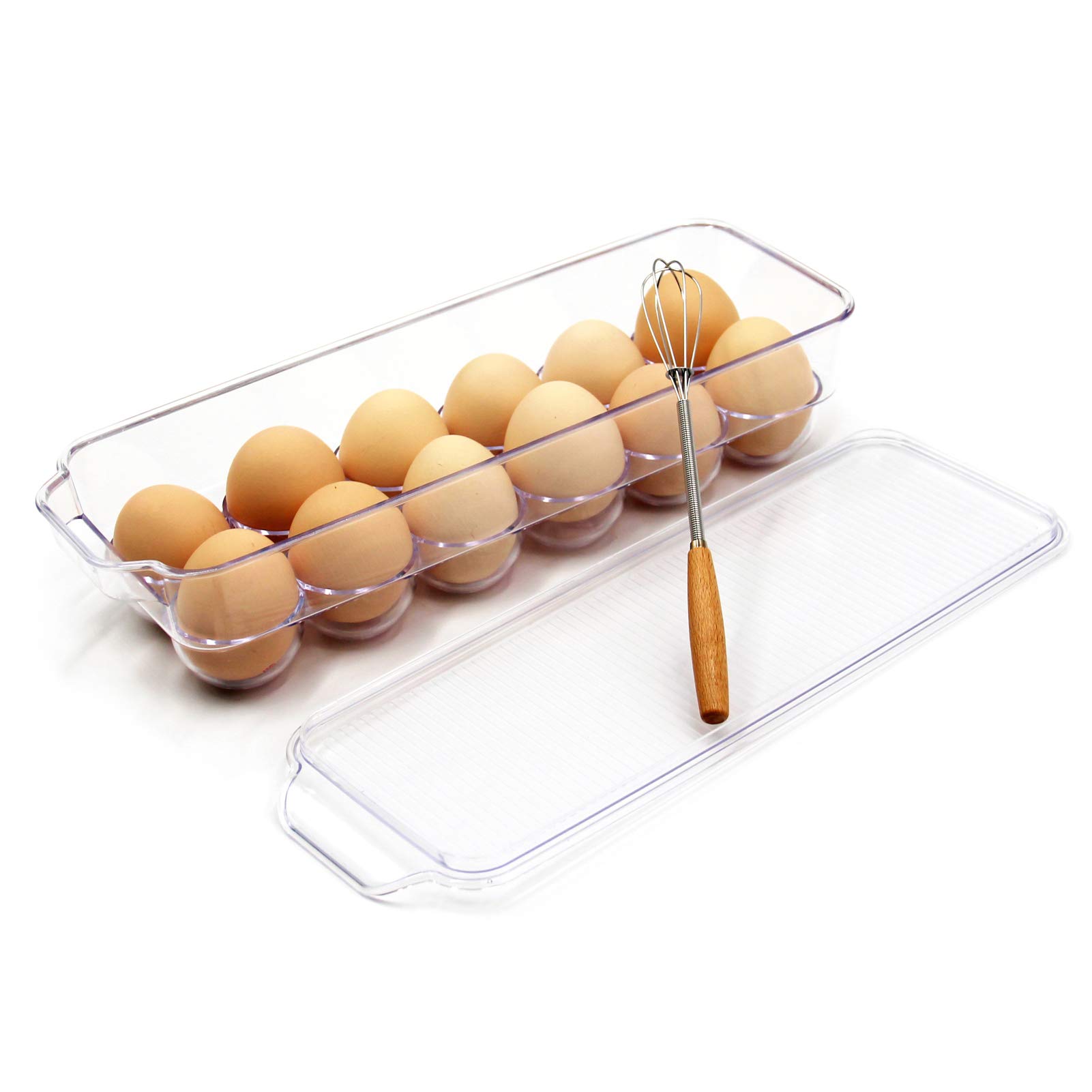 JAMOR 12 Grid BPA-Free Plastic Egg Storage Box with Lid - Stackable Refrigerator Egg Rack, Transparent Egg Tray for Kitchen Organization & Fresh Egg Storage - Perfect for Home, Restaurant, and Farm Use
