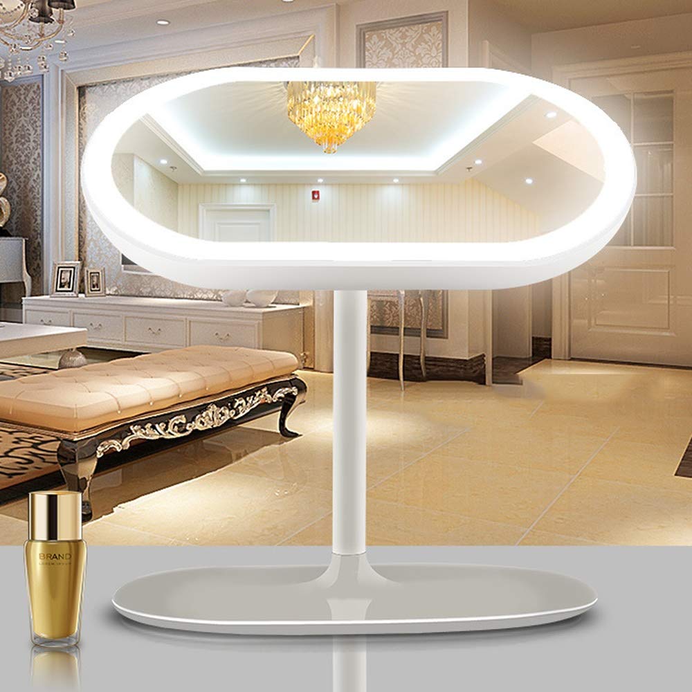 Modern Multifunctional USB Charging Desk Lamp with Rotating Mirror - Adjustable LED Makeup Vanity Light, Portable Nightstand Lamp for Home Office, Bedroom & Dressing Room Decor