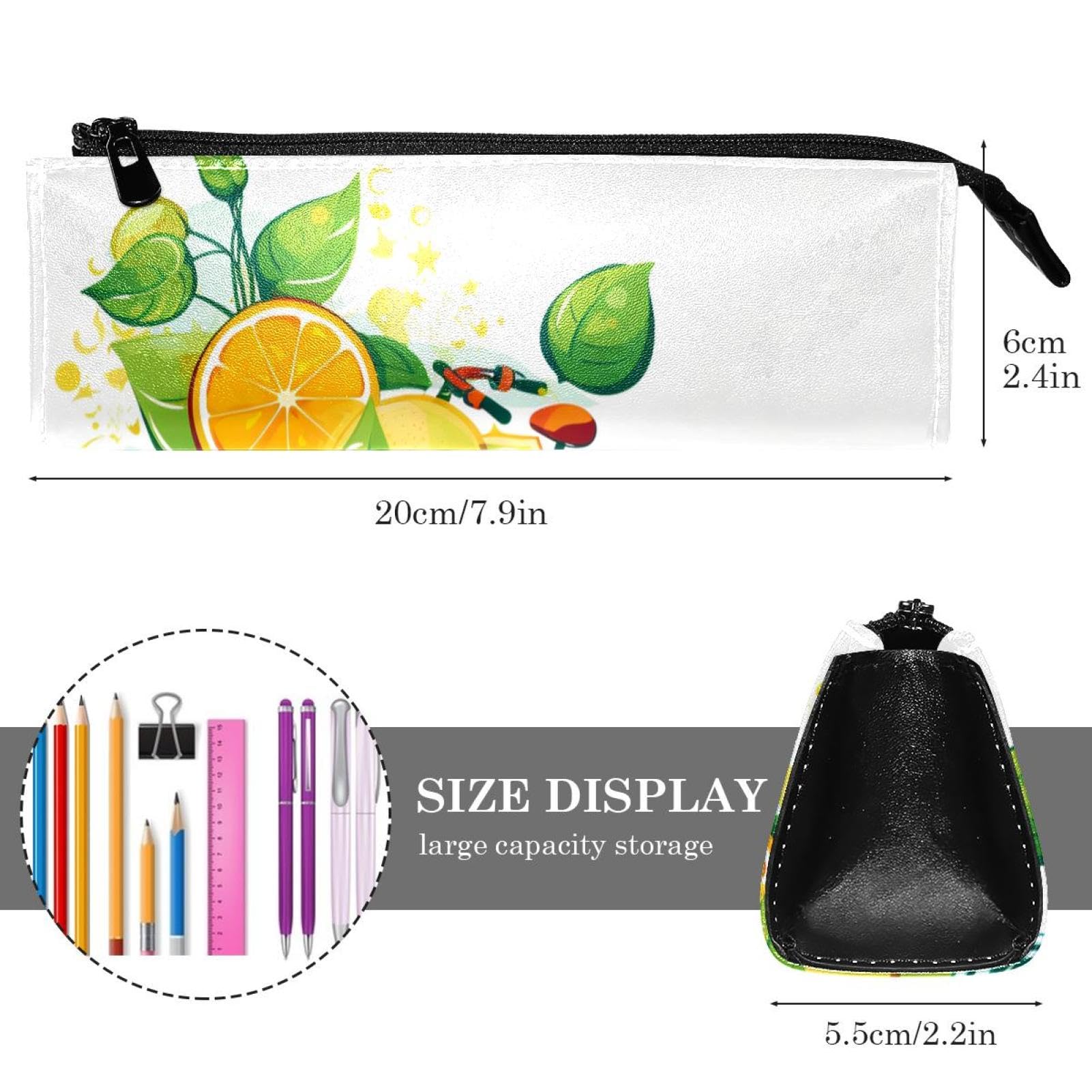 Colorful Pencil Case Pouch for School & Office - Durable Pen Holder with Bike Wheels Lemon & Orange Design - Perfect for Students, Artists & Professionals - Great for Backpacks, Desks & Travel
