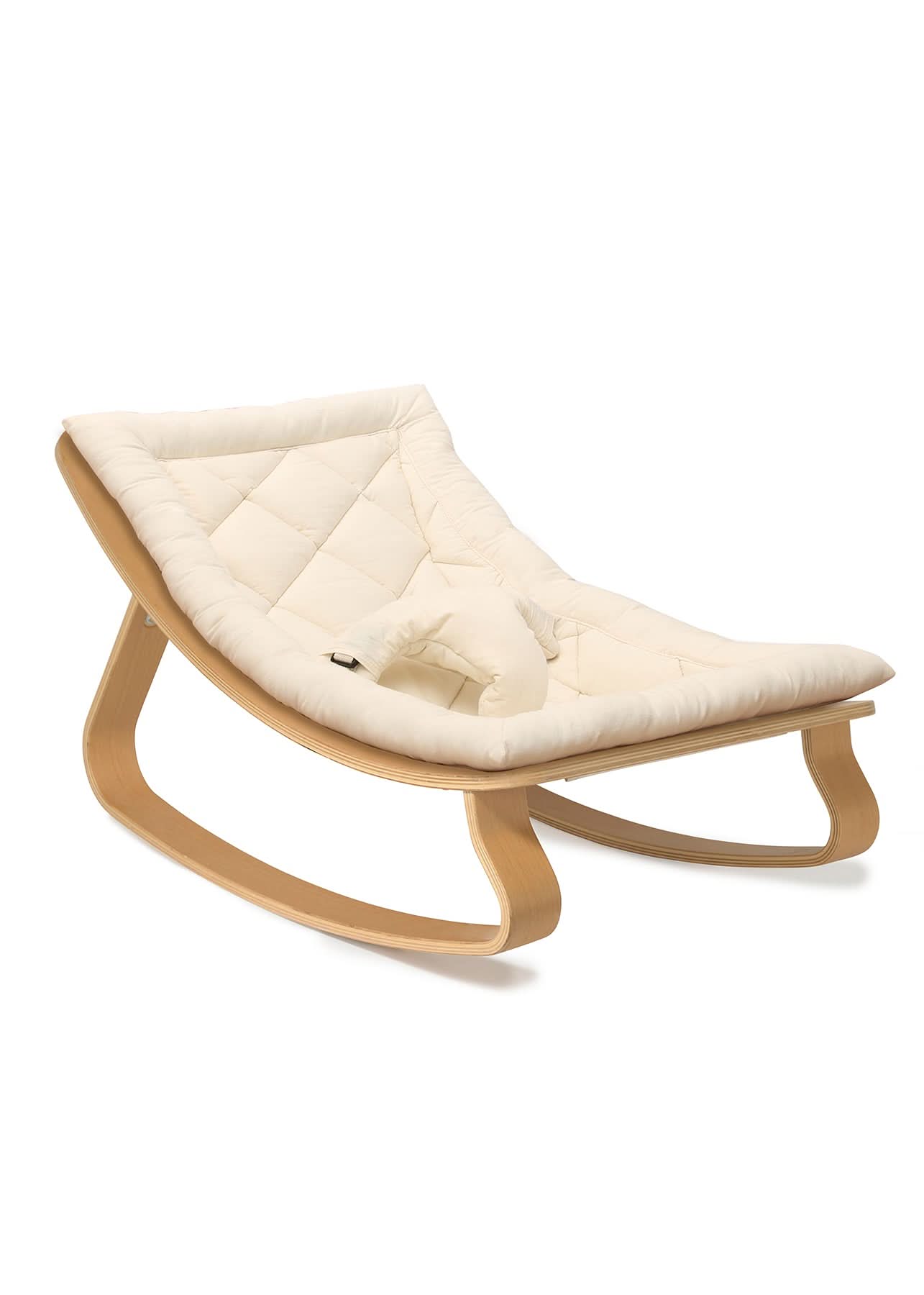 Charlie Crane Paris LEVO Organic Baby Rocker - Natural Beech Wood & Organic Cotton - Perfect for Nursery, Playtime & Soothing Newborns