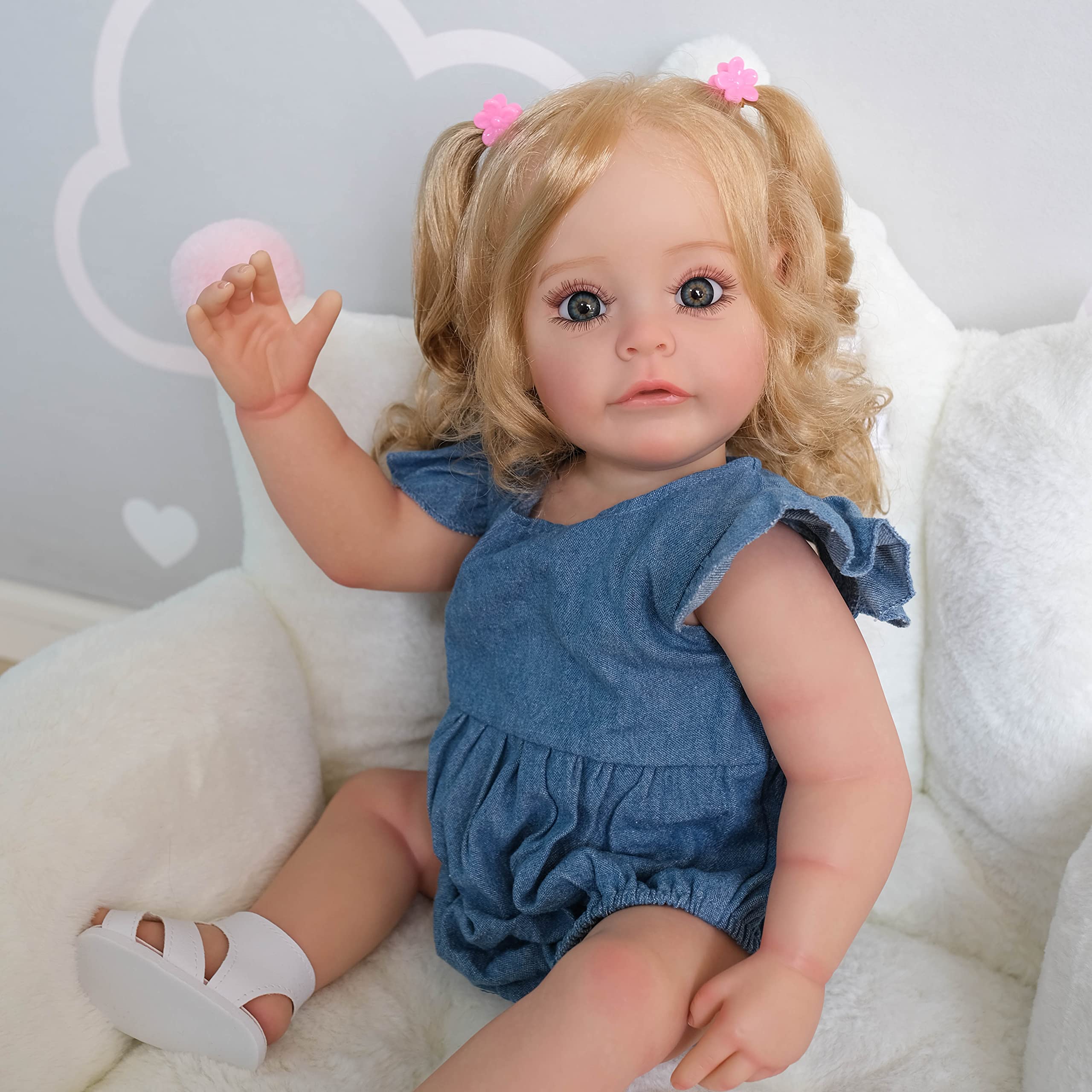 22 Inch Realistic Silicone Reborn Baby Doll - Lifelike Newborn Toddler Girl Toy with Full Body, Washable & Safe for Kids | Perfect for Role Play, Gift Giving, and Collectibles