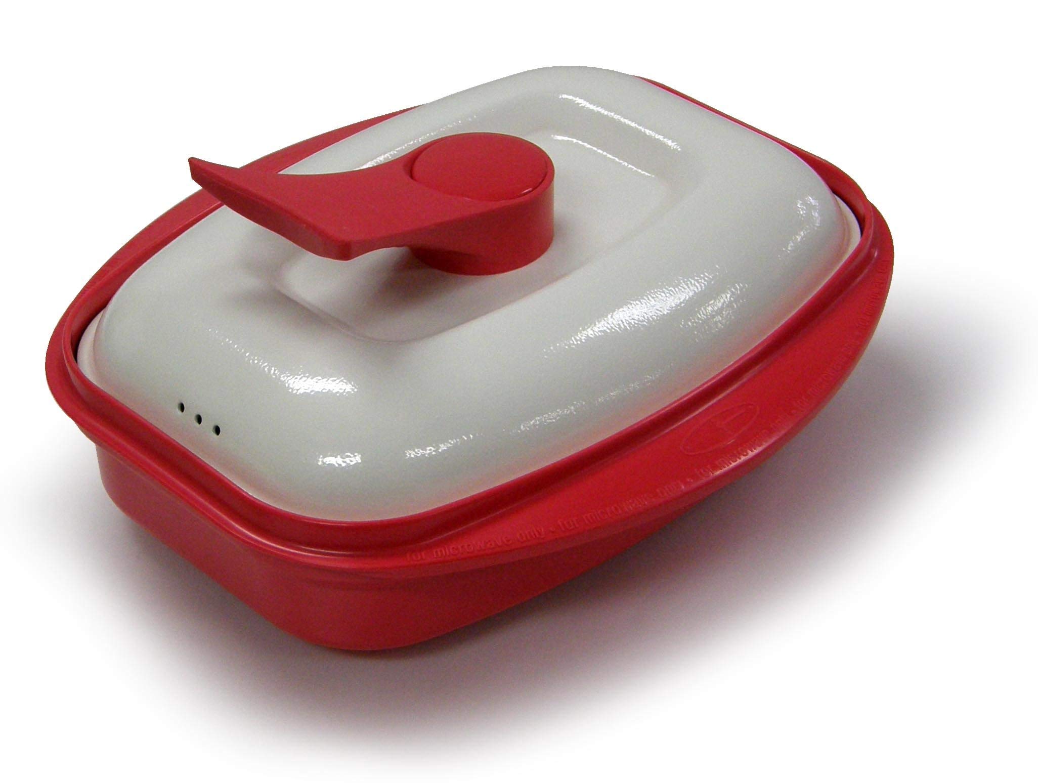 Non-Stick Microwave Grill Pan for Healthy Cooking - Red - Perfect for Grilling Chicken, Fish & Vegetables in Microwave