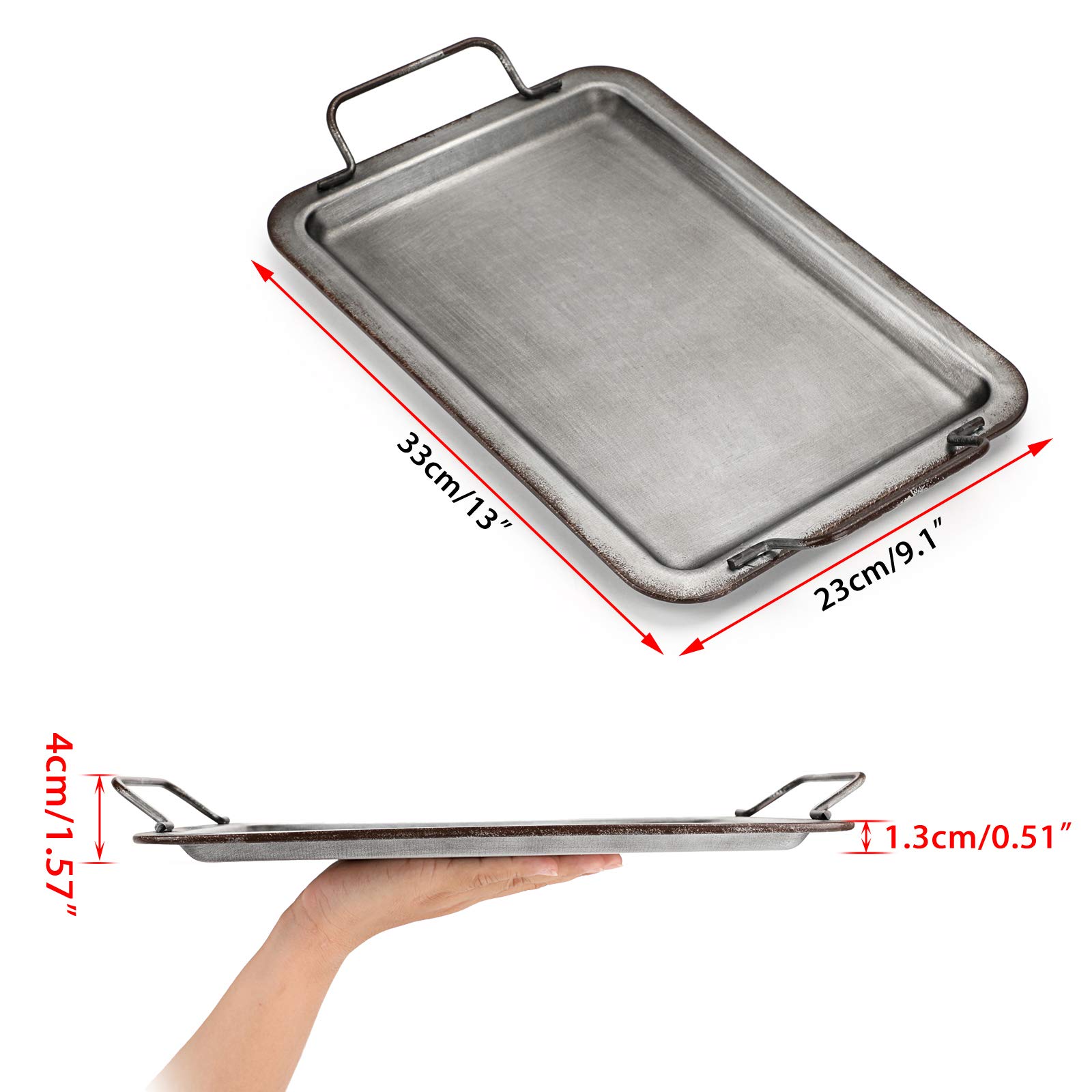 Galvanized Metal Serving Tray with Handle - 13