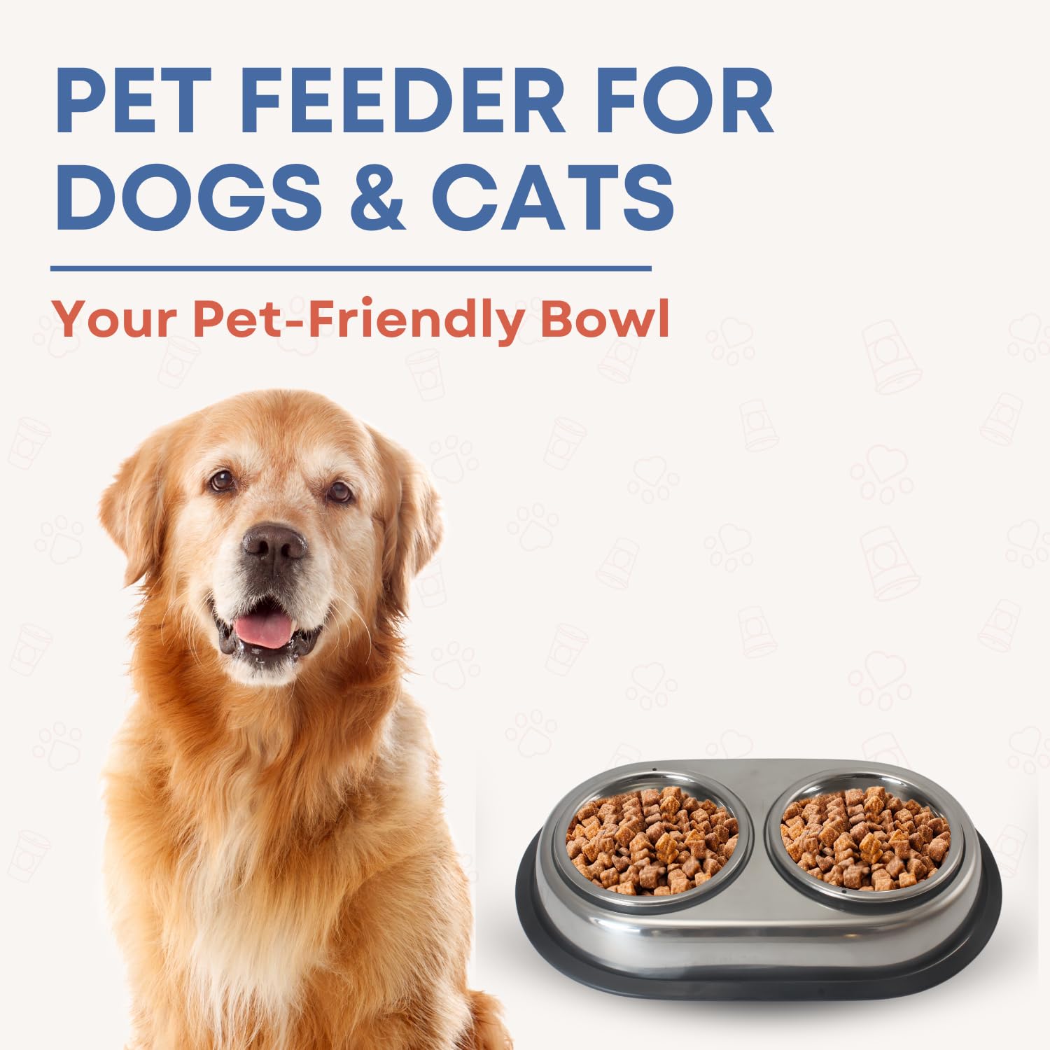 Premium Stainless Steel Dog Bowls for Food & Water - Detachable, Non-Slip Rubber Base, Easy to Clean Double Dish Feeder for Large Dogs | Perfect for Home, Travel & Outdoor Use
