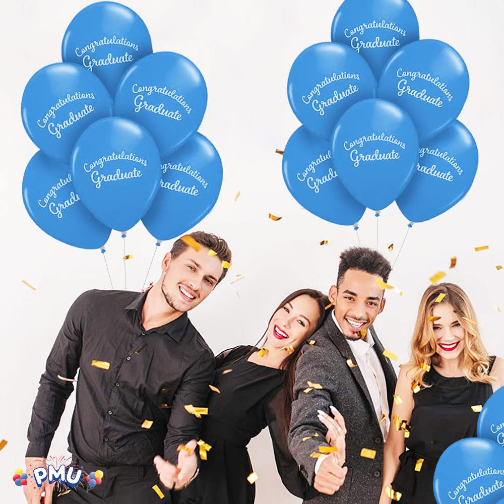 Premium Blue Graduation Balloons - 25 Pack Congrats Grad Latex Balloons for Graduation Parties, Decorations & Celebrations | Perfect for Graduation Ceremonies, College Graduation Parties & High School Graduation Decor