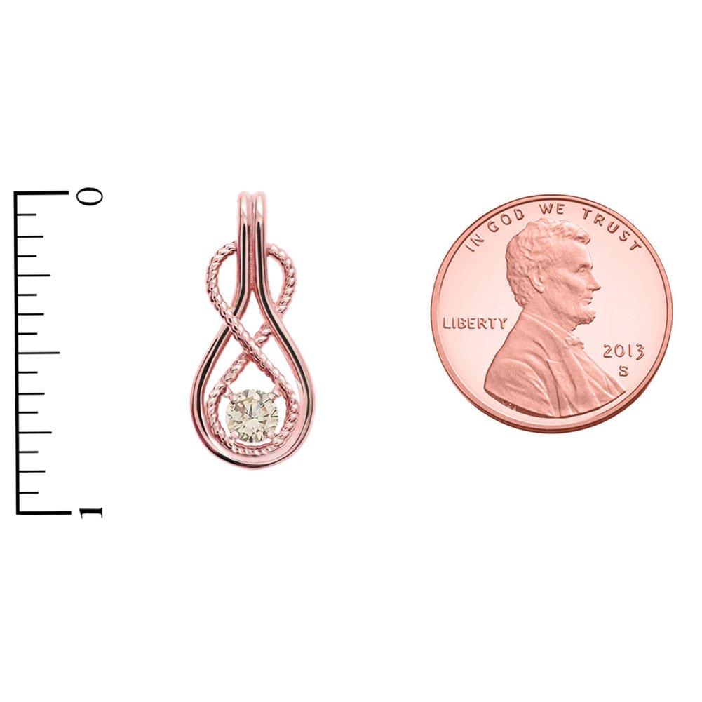 10K Rose Gold Champagne Diamond Infinity Rope Pendant Necklace for Women - Elegant Jewelry Gift for Anniversary, Valentine's Day & Special Occasions