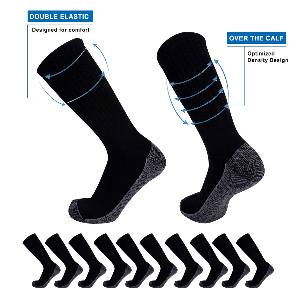 EnerWear 10-Pack Unisex Moisture-Wicking Cotton Crew Socks for Men & Women - Perfect for Running, Hiking & Everyday Comfort