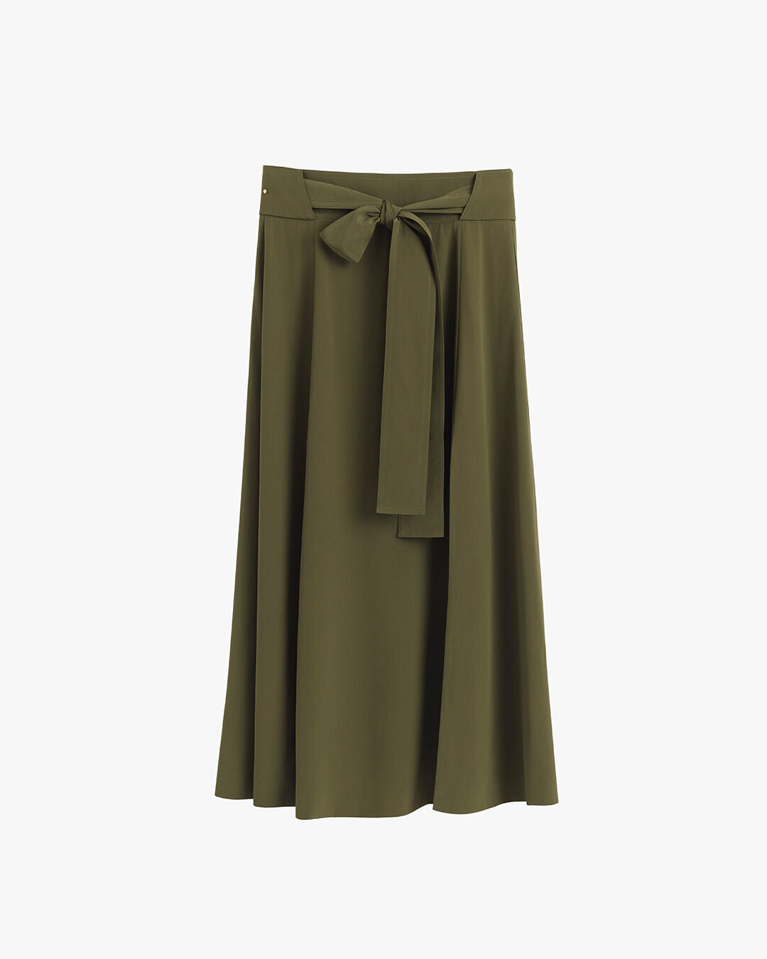 Elegant Silk Belted Midi Skirt for Women - High Waist Flowy Wrap Skirt with Adjustable Waistband - Perfect for Office, Party & Special Occasions
