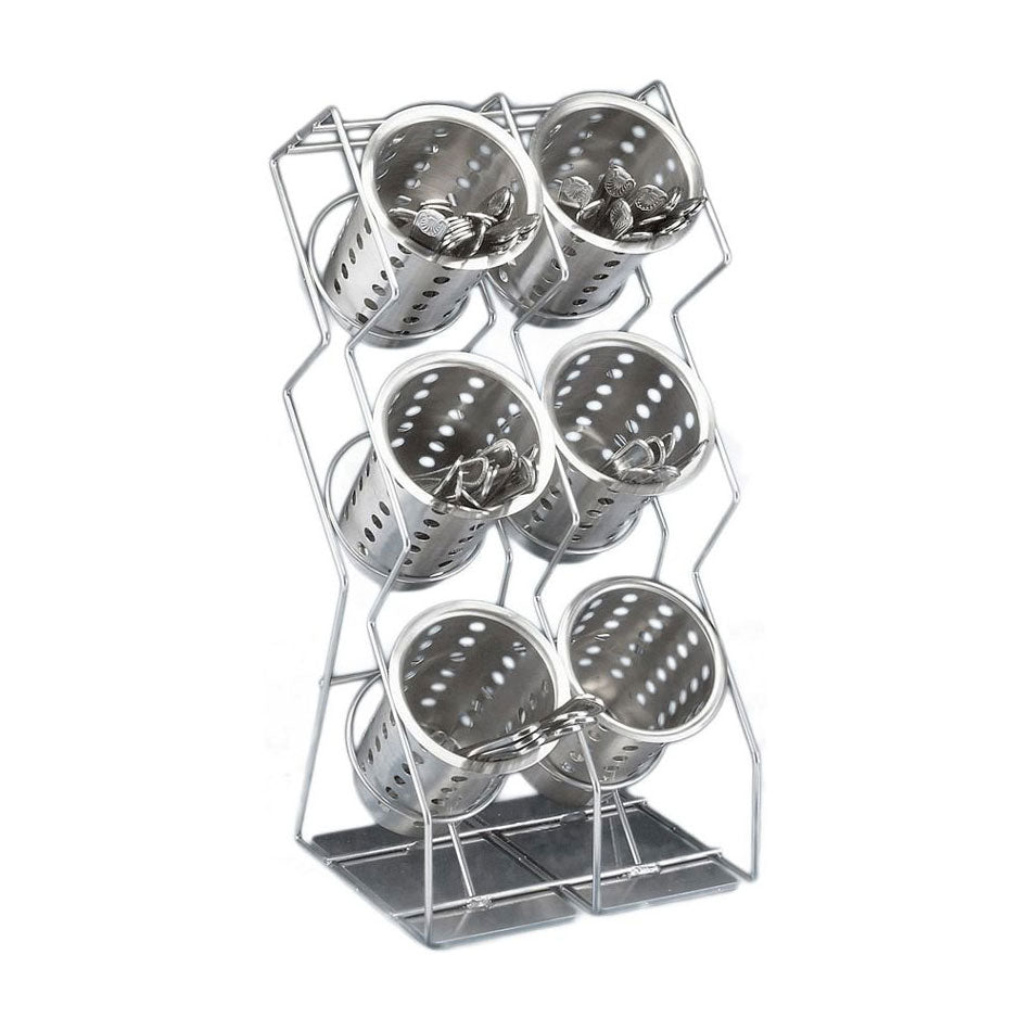 Cal Mil 1025-6-39 Space Saving Silverware Organizer - Stainless Steel Flatware & Condiment Display Tray for Kitchen Countertop or Buffet Table Organization