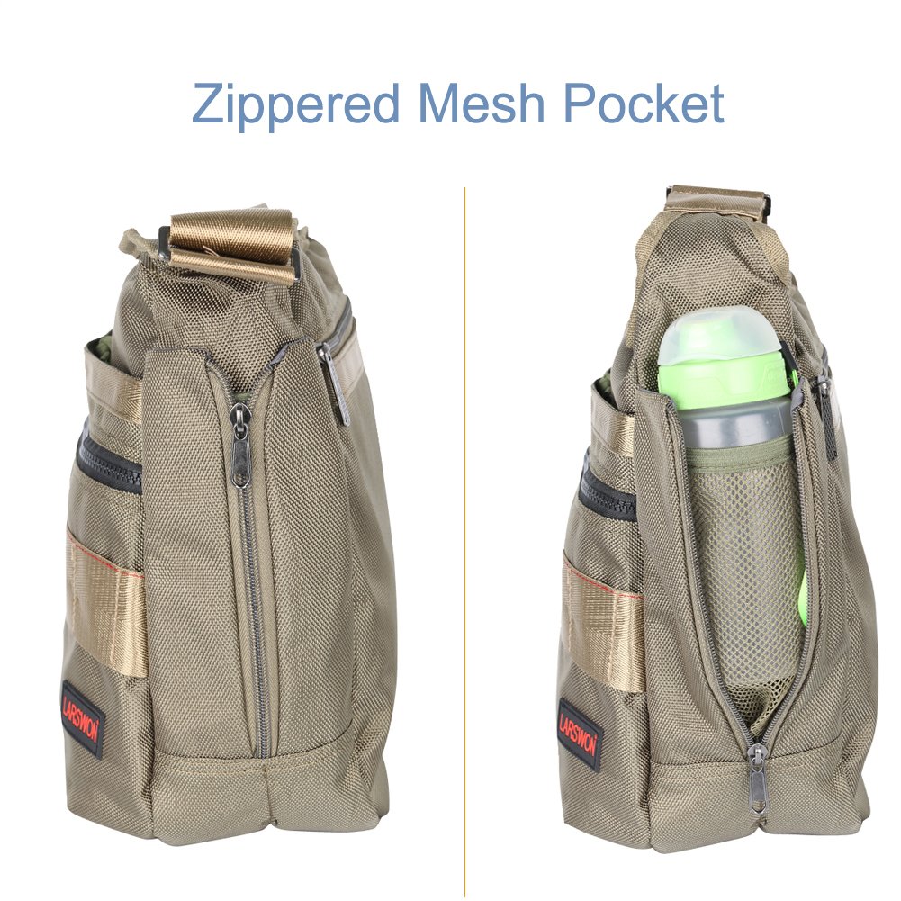 Larswon Vertical Messenger Bag for Men & Women - Crossbody Shoulder Bag with Tablet Compartment in Army Green - Perfect for Work, Travel & Daily Commute