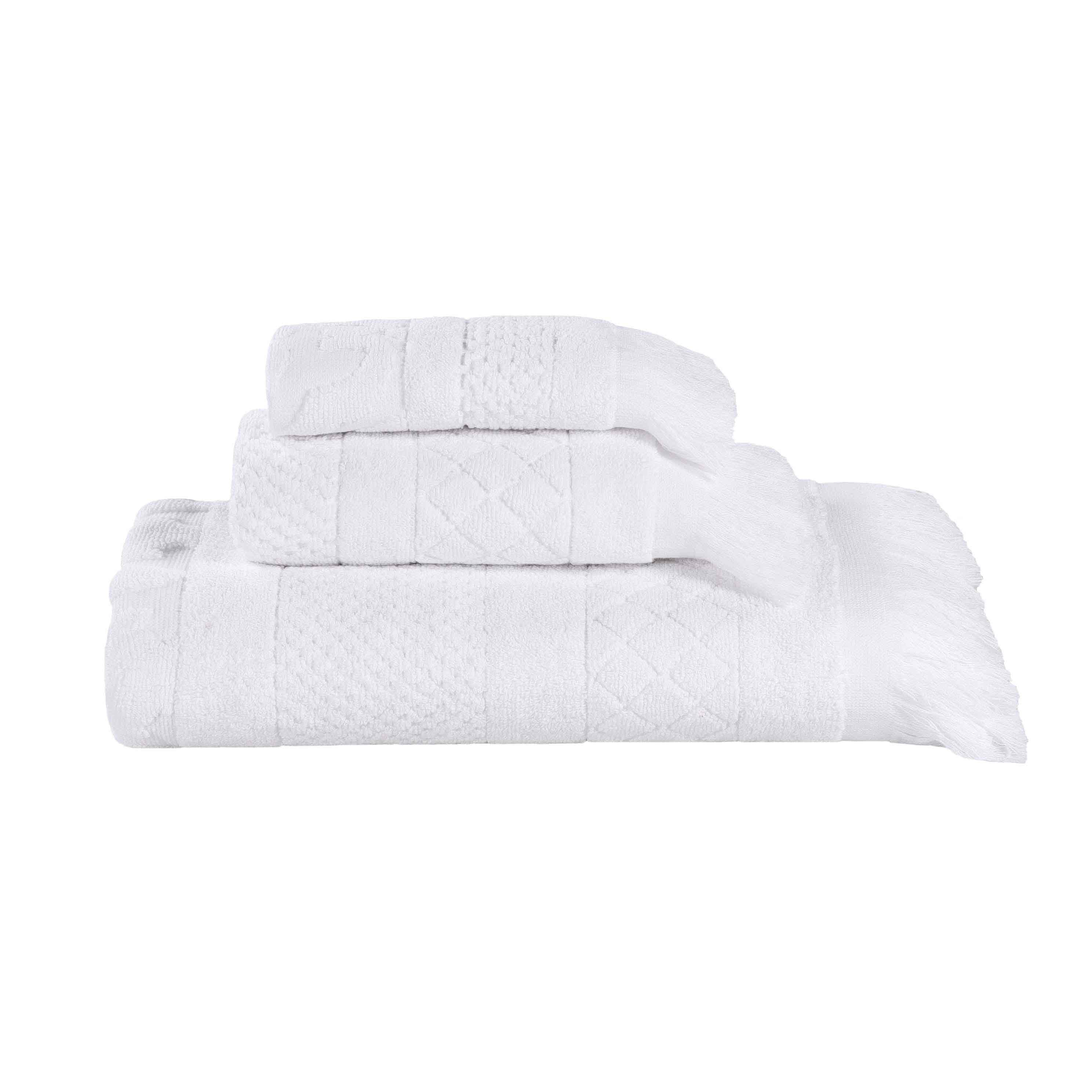 Premium Rolla Cotton Geometric Jacquard Plush Towel Set - Ultra Soft & Highly Absorbent 3-Piece Bath Towel Collection for Spa, Bathroom & Luxury Home Decor