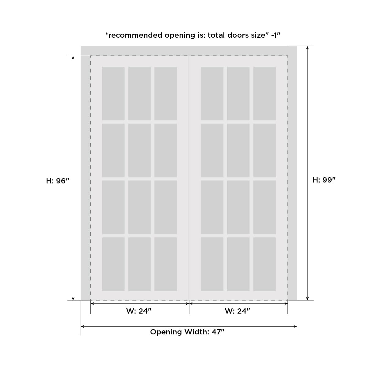 SARTODOORS 48x96 Inch White Closet Bypass Sliding Doors with Hardware Kit - Modern Matte White Solid Core Wardrobe Doors for Bedroom & Walk-in Closets - Includes Rails, Trims & Steel Hangers - Top Mount Installation