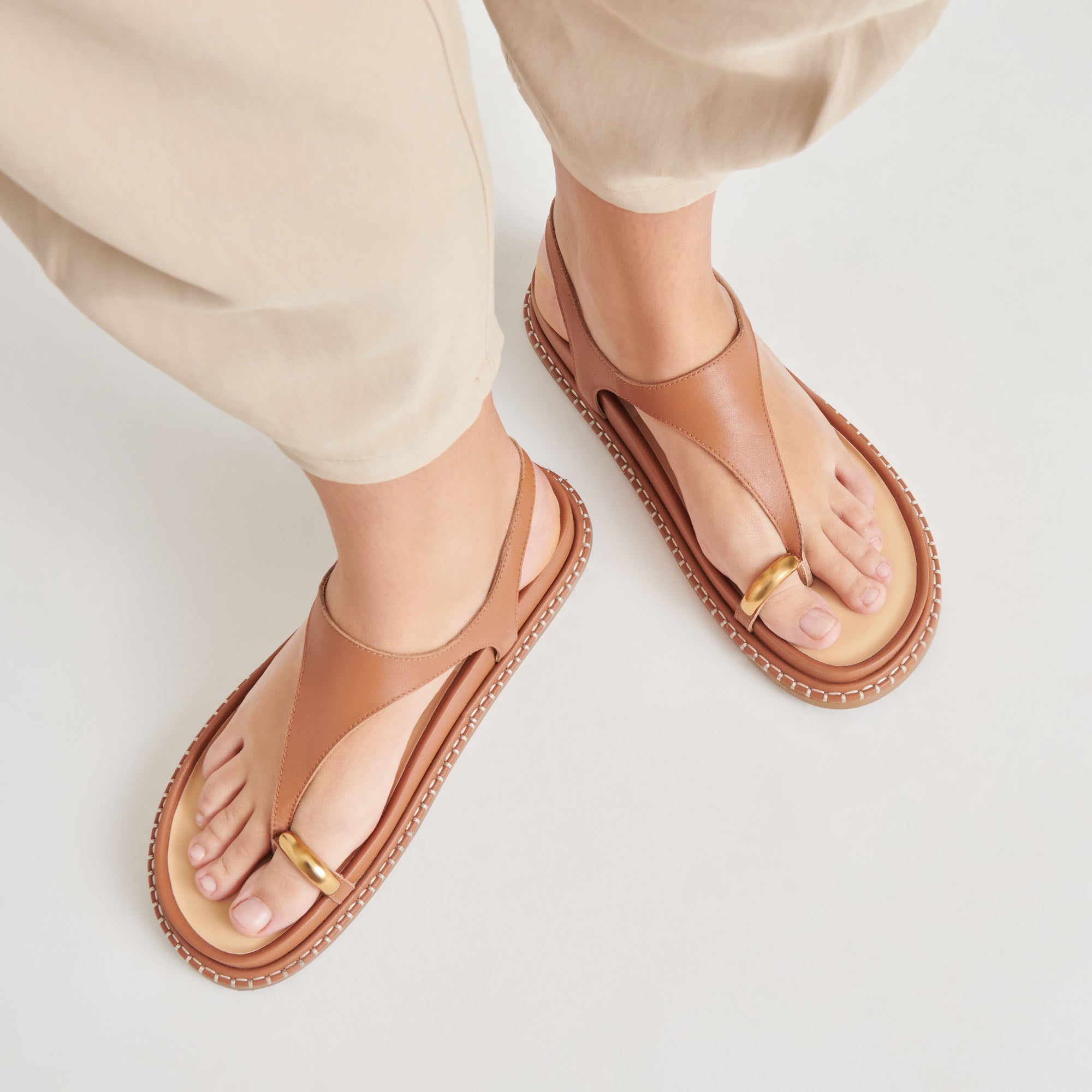 Stefan Genuine Leather Sandals for Men - Comfortable Saddle Leather Flip Flops - Perfect for Beach, Vacation & Casual Wear