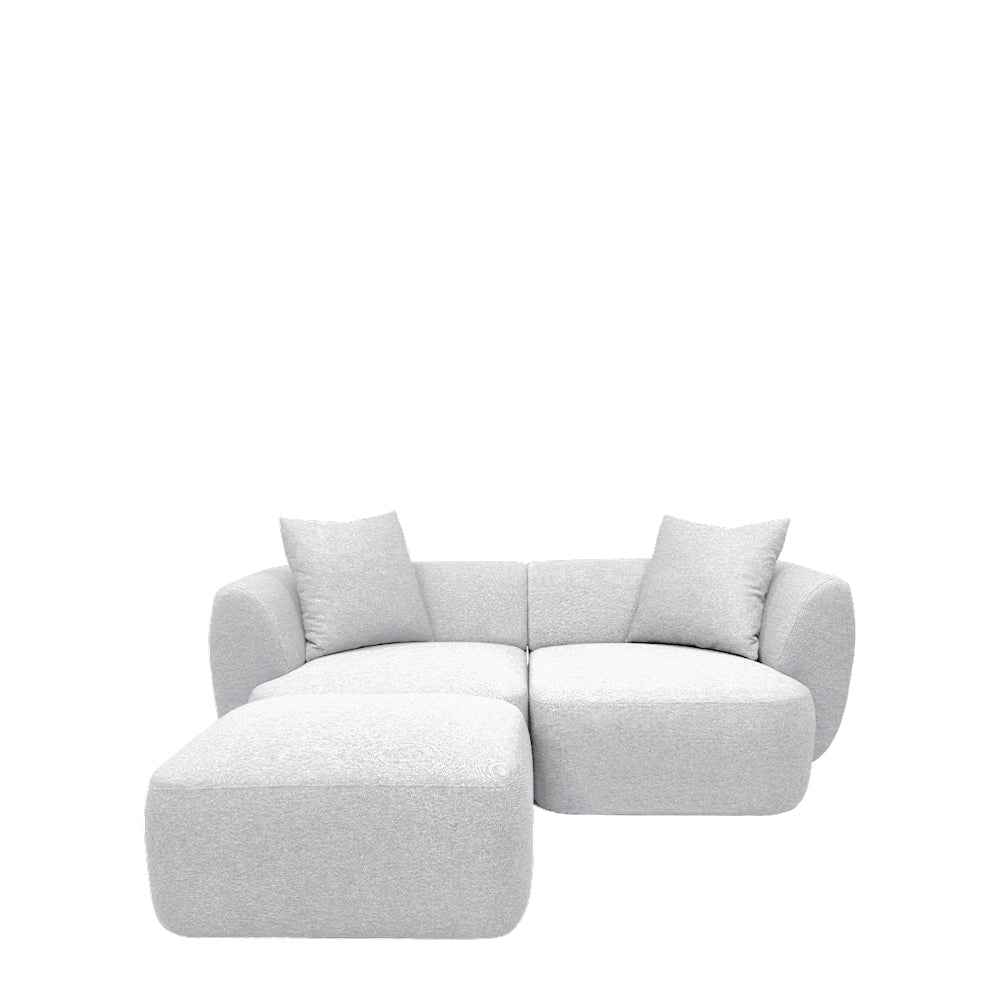 Pebble 4-Seater Sectional Sofa with Ottoman | EcoClean Fabric | Modern Living Room Furniture | Perfect for Small Spaces & Family Gatherings