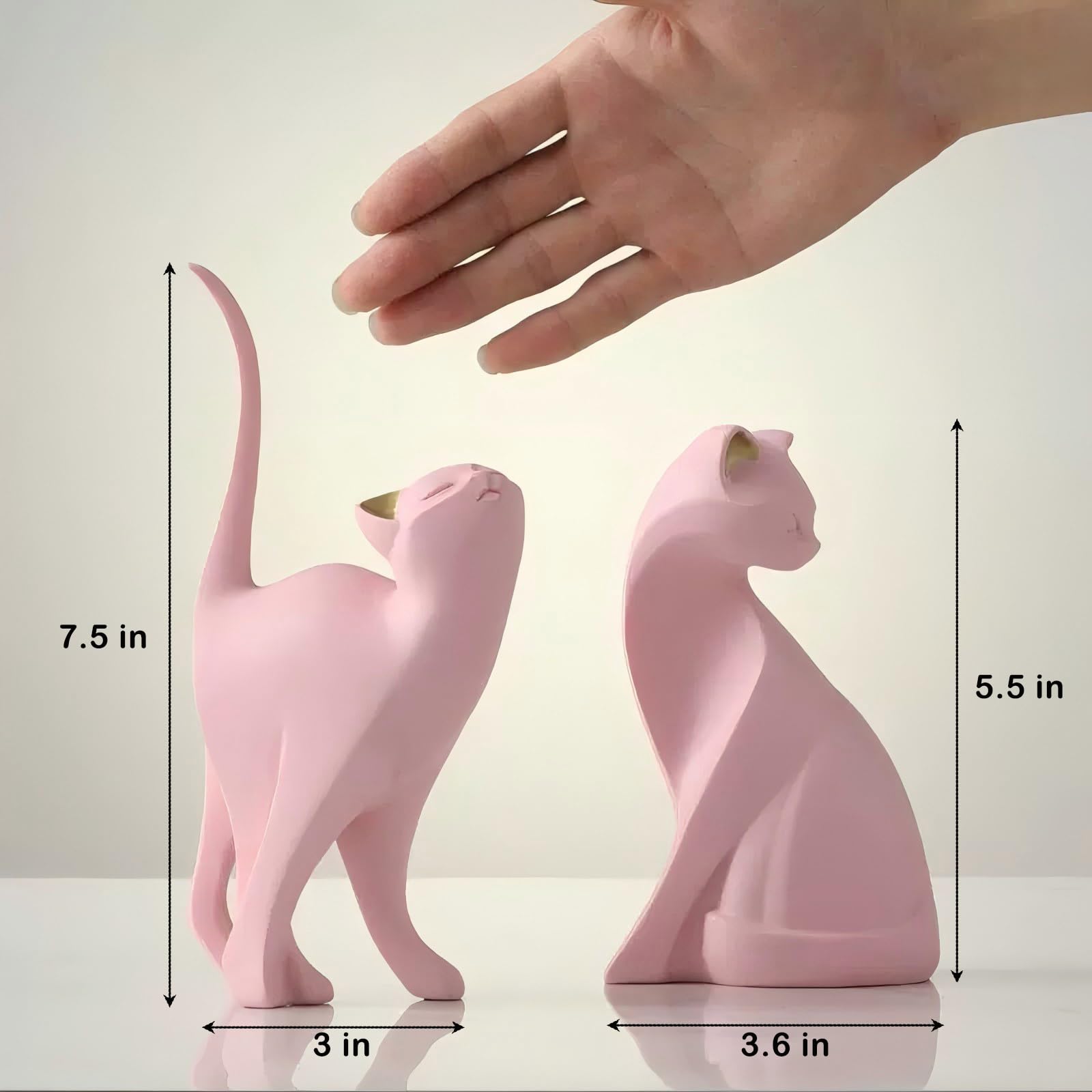Elegant Pink Cat Statue - Handcrafted Desk & Shelf Decor for Cat Lovers | Perfect Gift for Home Office, Living Room & Bookshelf Decoration