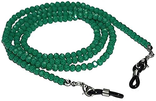 Crystal Beaded Mask Chain with Eyeglasses Holder - Anti Lost Mask Lanyard for Women & Men | Unisex Face Mask Accessory | 74CM Adjustable Strap (Rama Green) | Perfect for Work, Travel & Daily Protection
