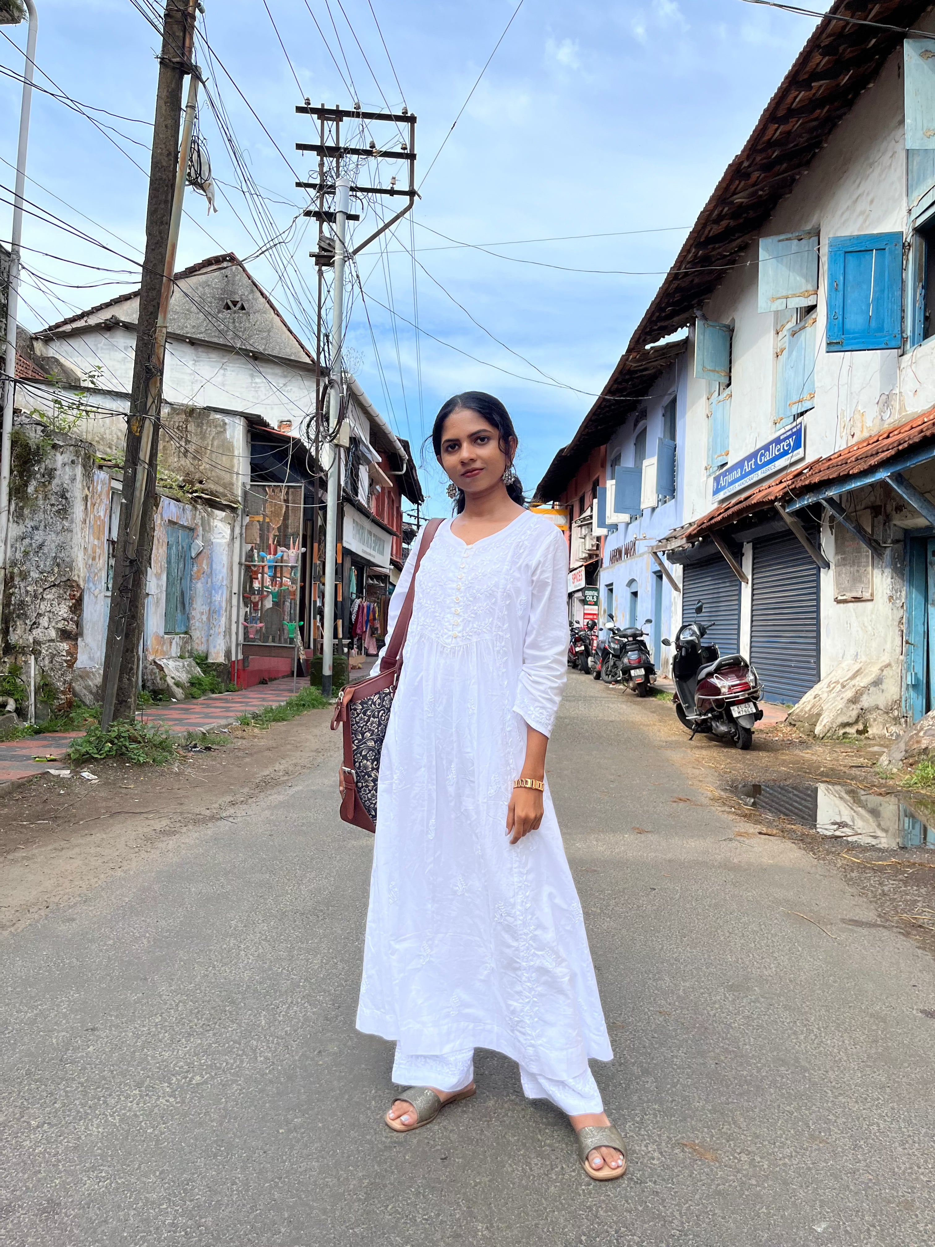 Hand Embroidered Chikankari Long Kurti for Women - Elegant White Anarkali Style Kurta - Perfect for Festivals, Weddings & Casual Wear