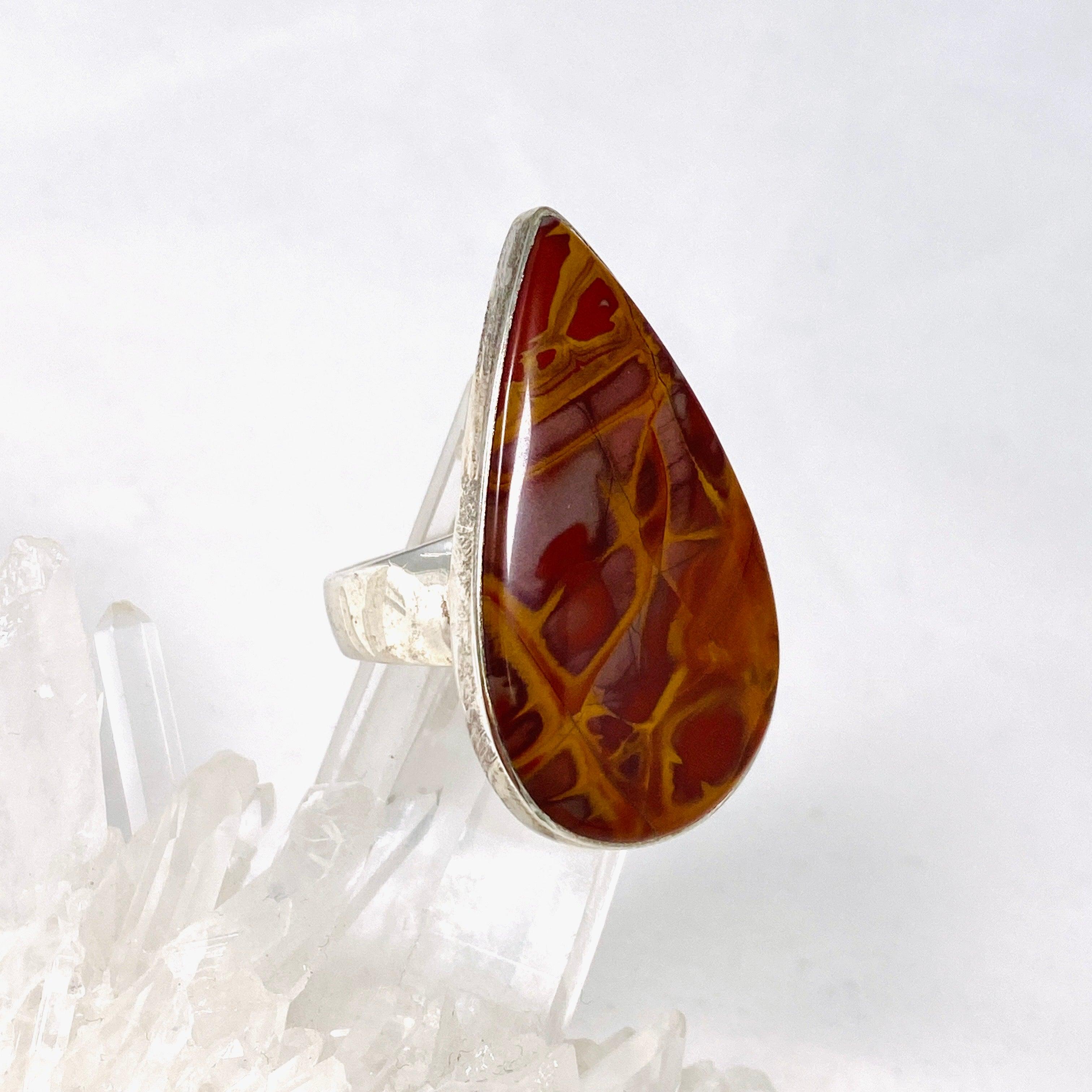 Natural Pilbara Noreena Jasper Teardrop Ring - Size 11 - KRGJ2222 - Handmade Boho Jewelry for Women - Perfect for Spiritual Healing, Meditation & Everyday Wear