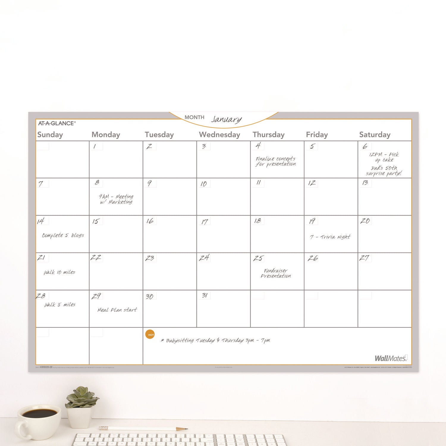 AT A GLANCE® Wallmates Self-Adhesive Dry Erase Monthly Planner - 36