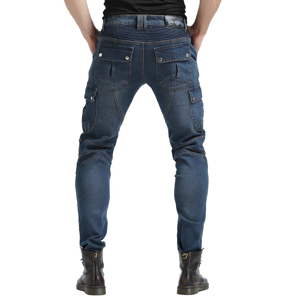 Men's Motorcycle Riding Jeans - CE Level 1 Armored Biker Pants with 4X Reinforced Knee & Hip Protection - Durable Denim for Safe Street & Adventure Riding