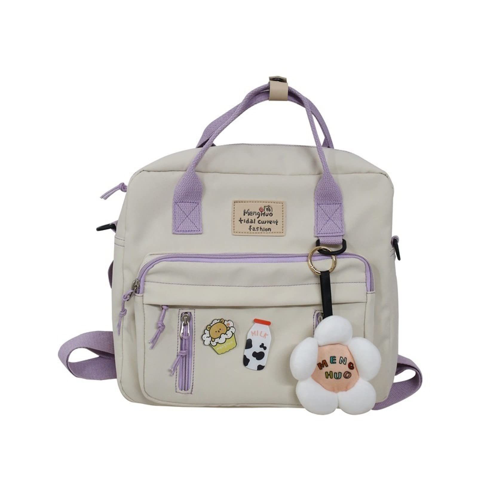 Cute Kawaii Backpack for Girls - School & Campus Use (Beige)