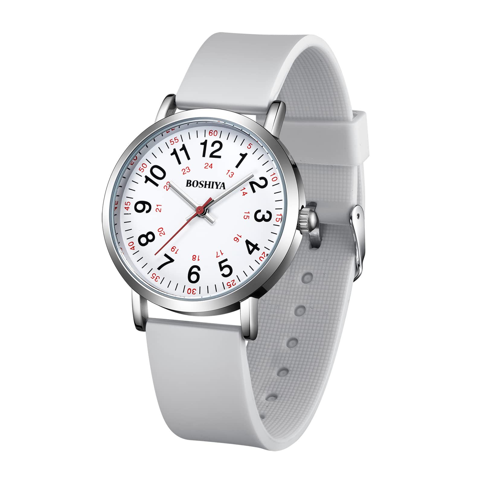 BOSHIYA Nurse Watch - Waterproof Medical Watch for Nurses & Students - Easy Read 12/24H Display - for Hospital & Clinical Use