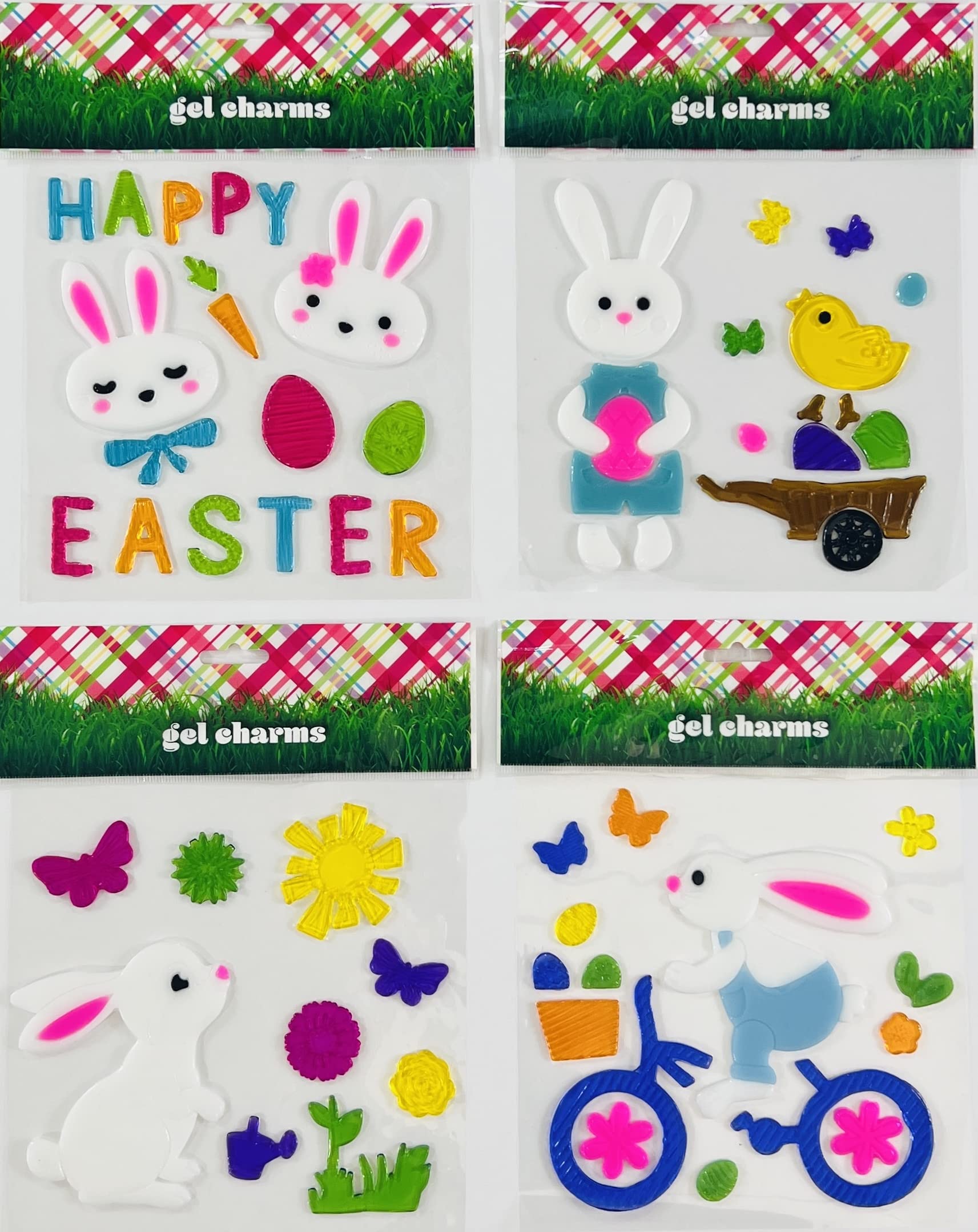 Easter Window Clings Decorations - 3 Pack Spring Gel Stickers with Bunnies, Eggs, Flowers, Butterflies & Chicks for Home, Office & Classroom Decor