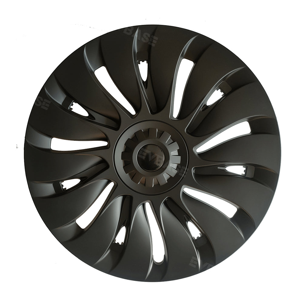Tesla Model 3/Y Überturbine Style Wheel Covers - 18/19 Inch Alloy Wheel Protectors (Matte Black, 4-Piece Set) 2017+ | Perfect for Road Trips & Daily Commuting