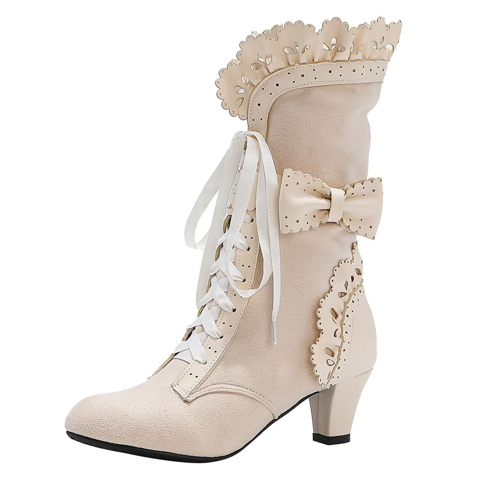 **Women's Steel Toe Boots - Plus Size Lace Up Block Heel Ankle Boots with Bow Detail - Comfortable & Stylish for Work, Outdoor & Casual Wear**