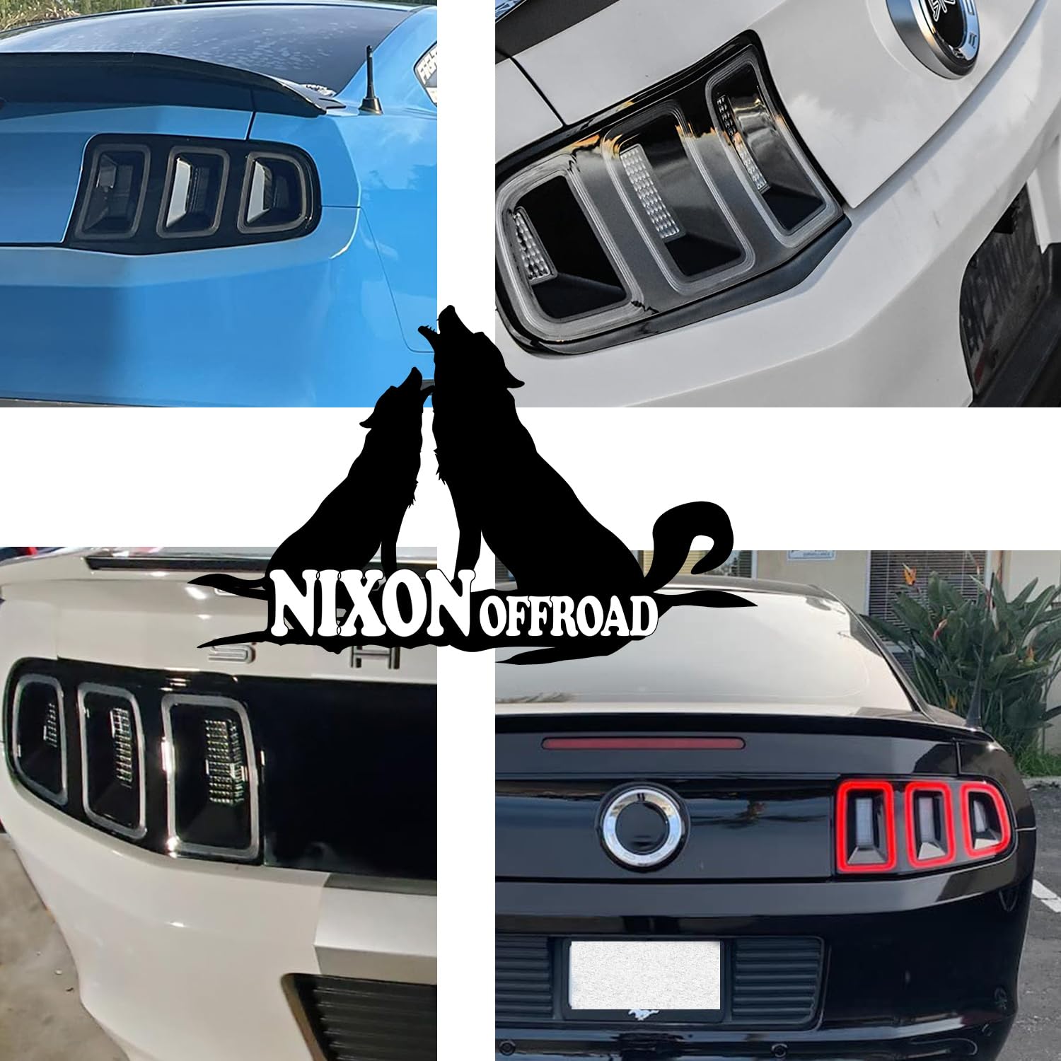 Nixon Offroad LED Tail Lights for Ford Mustang 2010-2014 - Glossy Black Housing with Clear Lens - Direct Replacement Rear Light Assembly (1 Pair) - Perfect for Night Driving & Car Customization