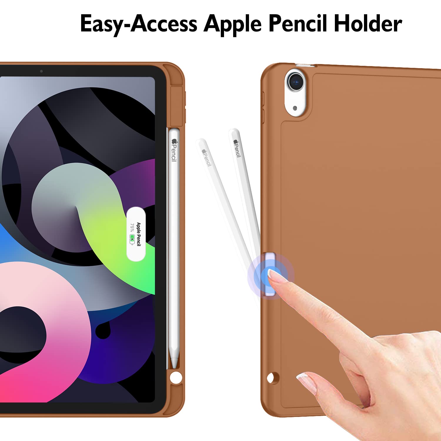 ZryXal iPad Air 11 Inch Case M3 2025 / M2 2024 - Slim Protective Cover for iPad Air 5th Gen (2022) & 4th Gen (2020) 10.9 Inch - Supports Touch ID & Auto Wake/Sleep - Perfect for Work, School & Travel (Brown)