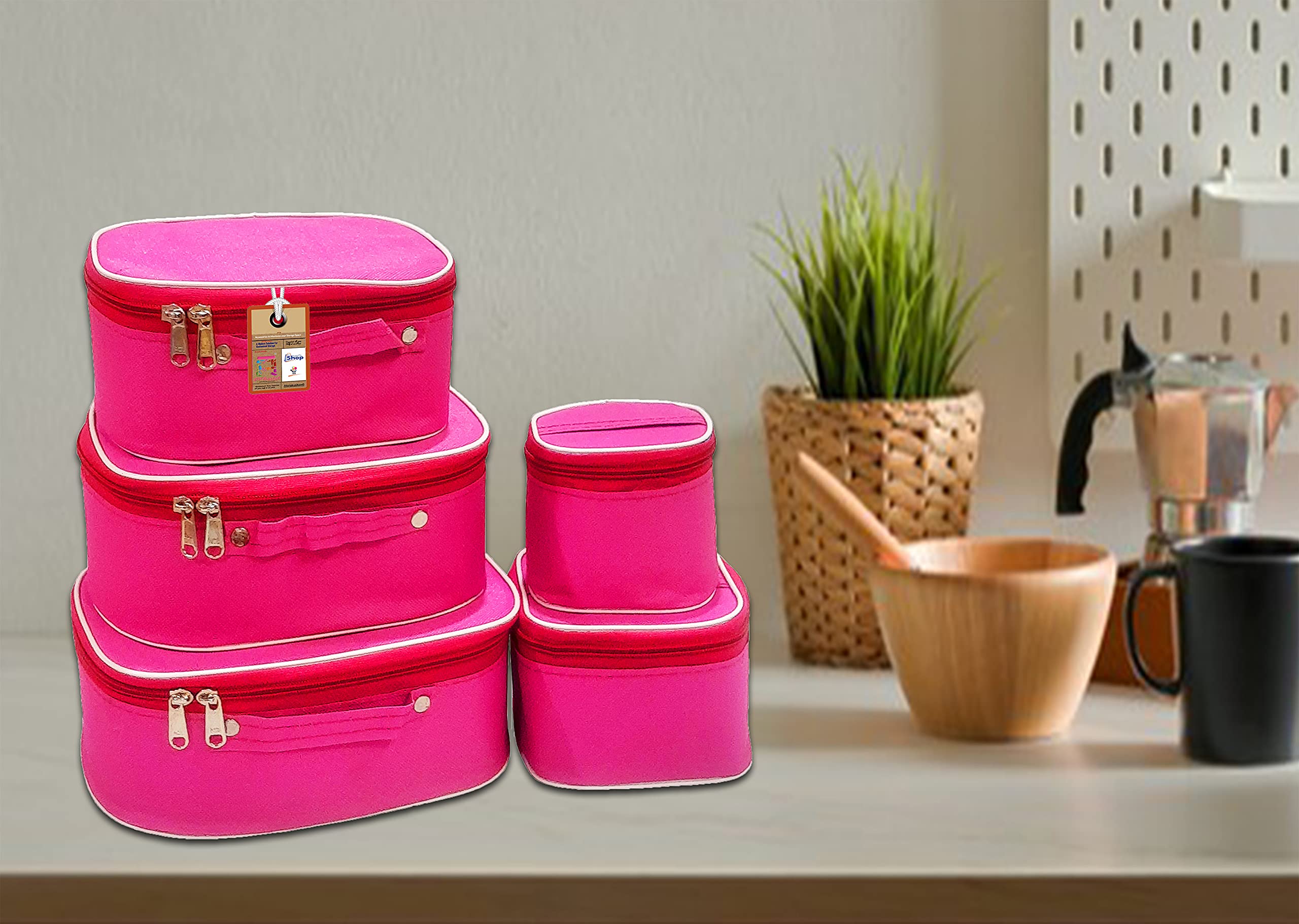 Pink 18cm Nylon Makeup Storage Box - Cosmetic Vanity Organizer, Travel Toiletry Bag & Jewelry Pouch for Women | Perfect for Home, Travel & Gift Giving